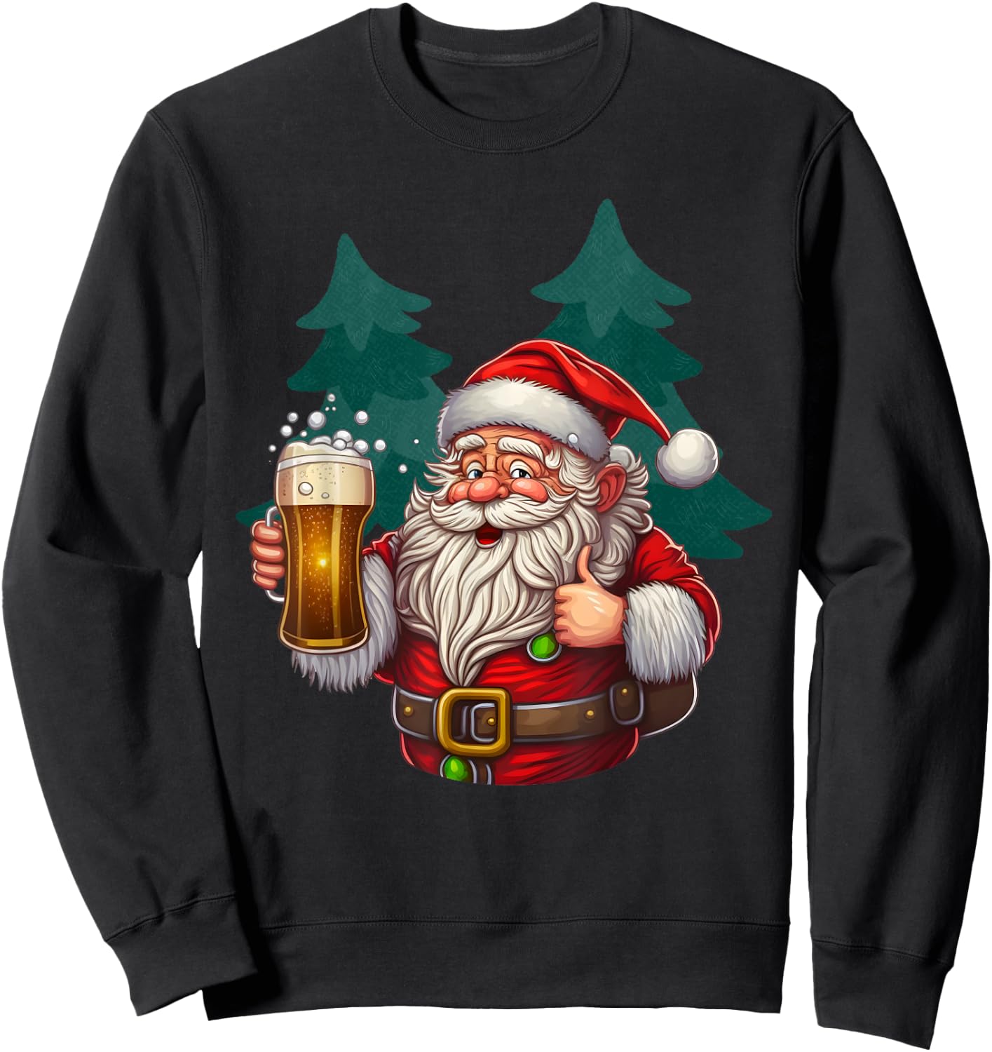 Funny Christmas Santa Drinking Beer Costume Sweatshirt - Sweatshirt | Black