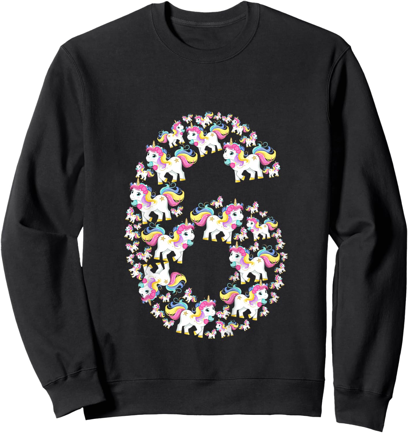 Kids Unicorn 6th Birthday Kids Girls 6 Years Old Sixth Six Sweatshirt - Sweatshirt | Black