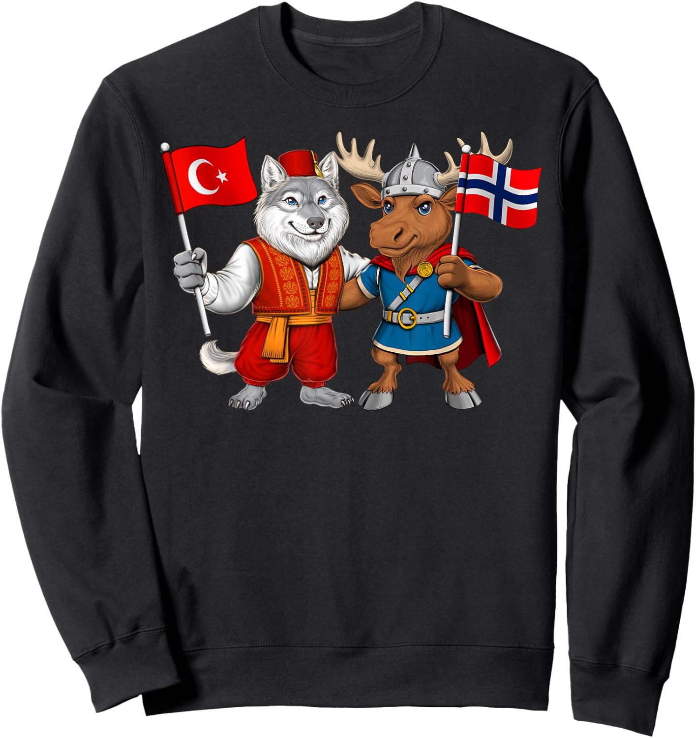 Turkey Norway Flag Turkish Norwegian Roots Türkiye Heritage Sweatshirt - Sweatshirt | Black