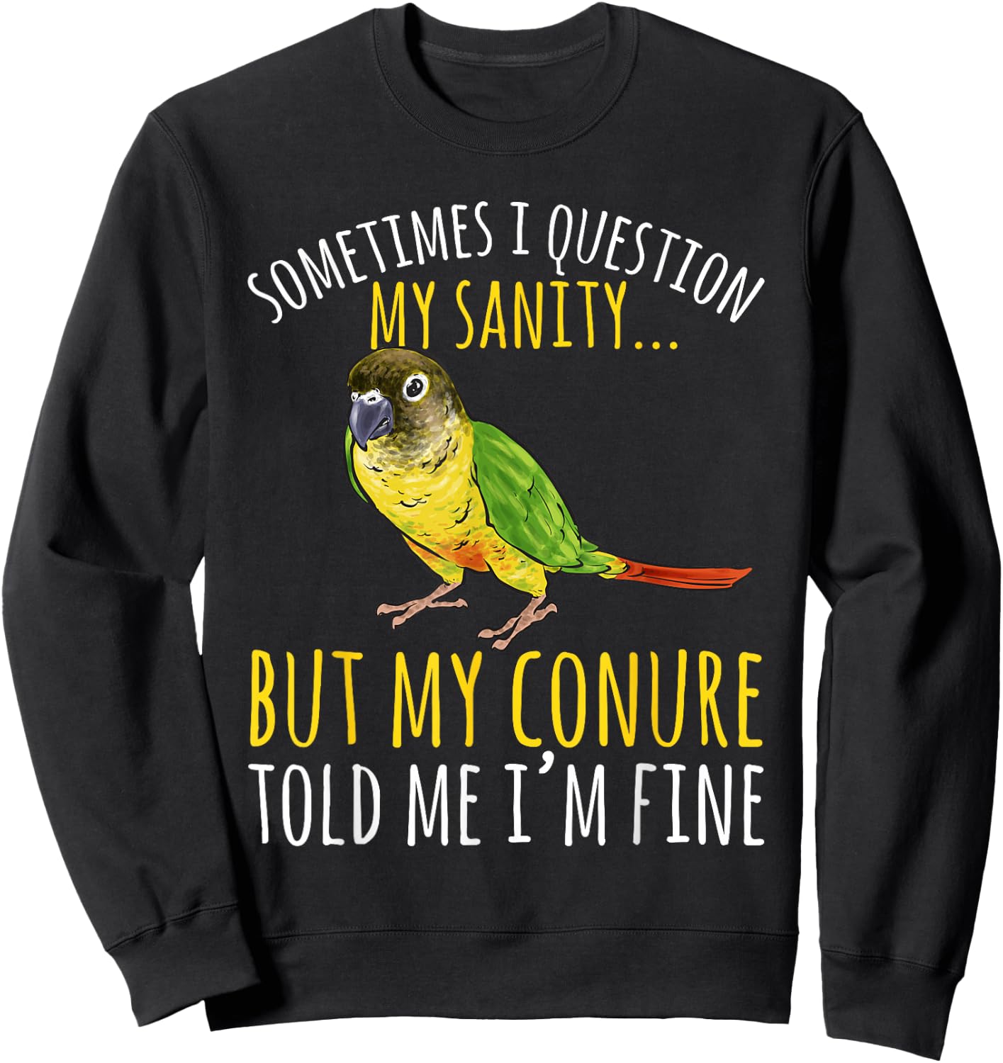 Green Cheek Conure Parrot Bird Conure Sweatshirt - Sweatshirt | Black