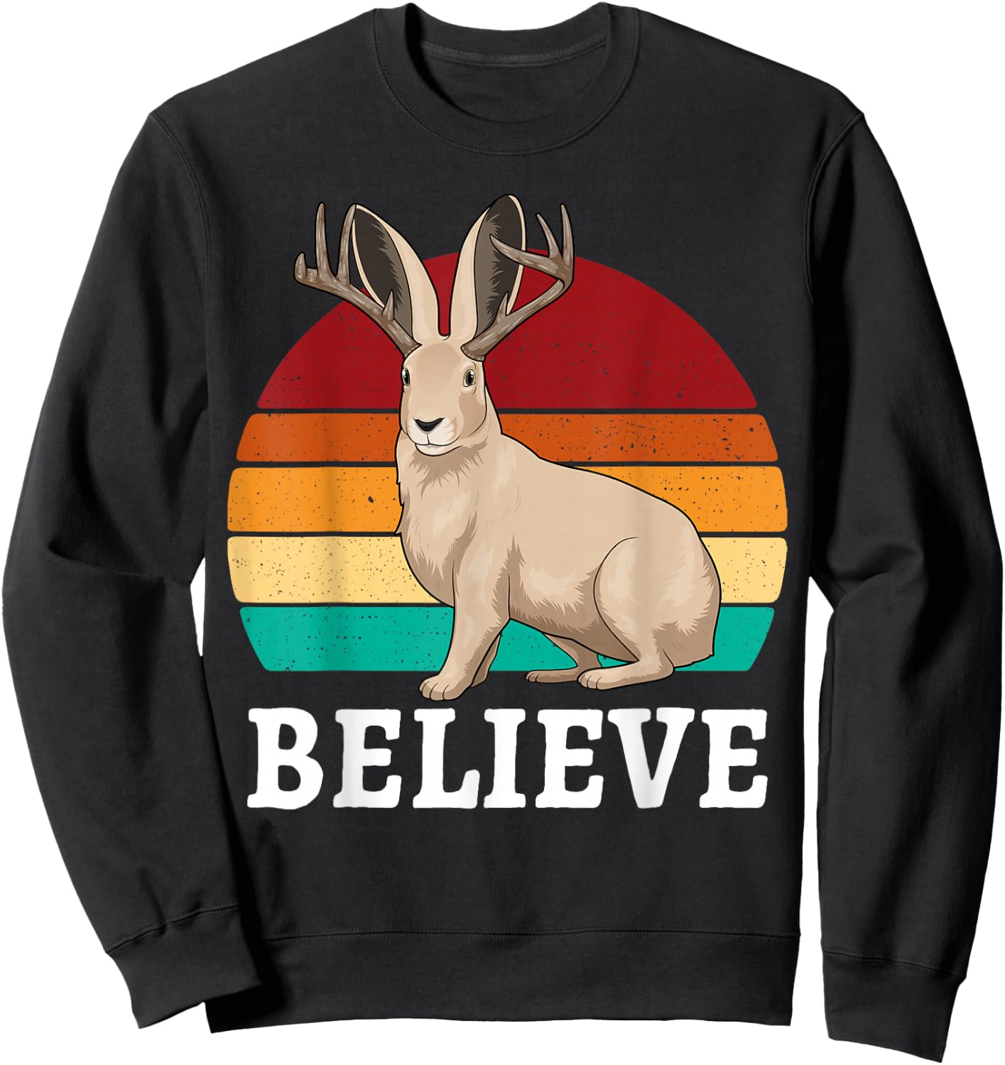 Cryptid Jackalope Shirt - Jackrabbit Believe Rabbit Bunny Sweatshirt - Sweatshirt | Black