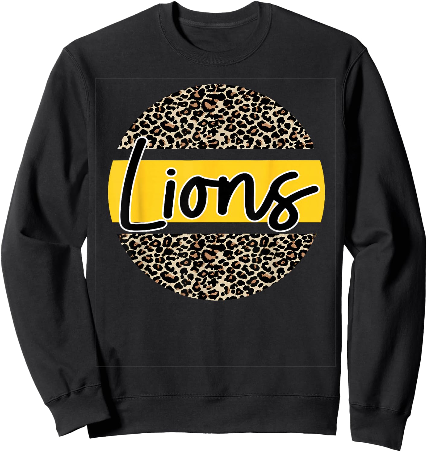 Lions School Spirit Leopard Print Yellow Sweatshirt - Sweatshirt | Black