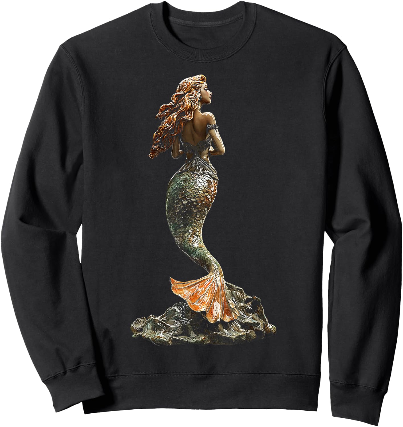 Mermaid Mythical Motif Fantasy Art Mermaid Sweatshirt - Sweatshirt | Black