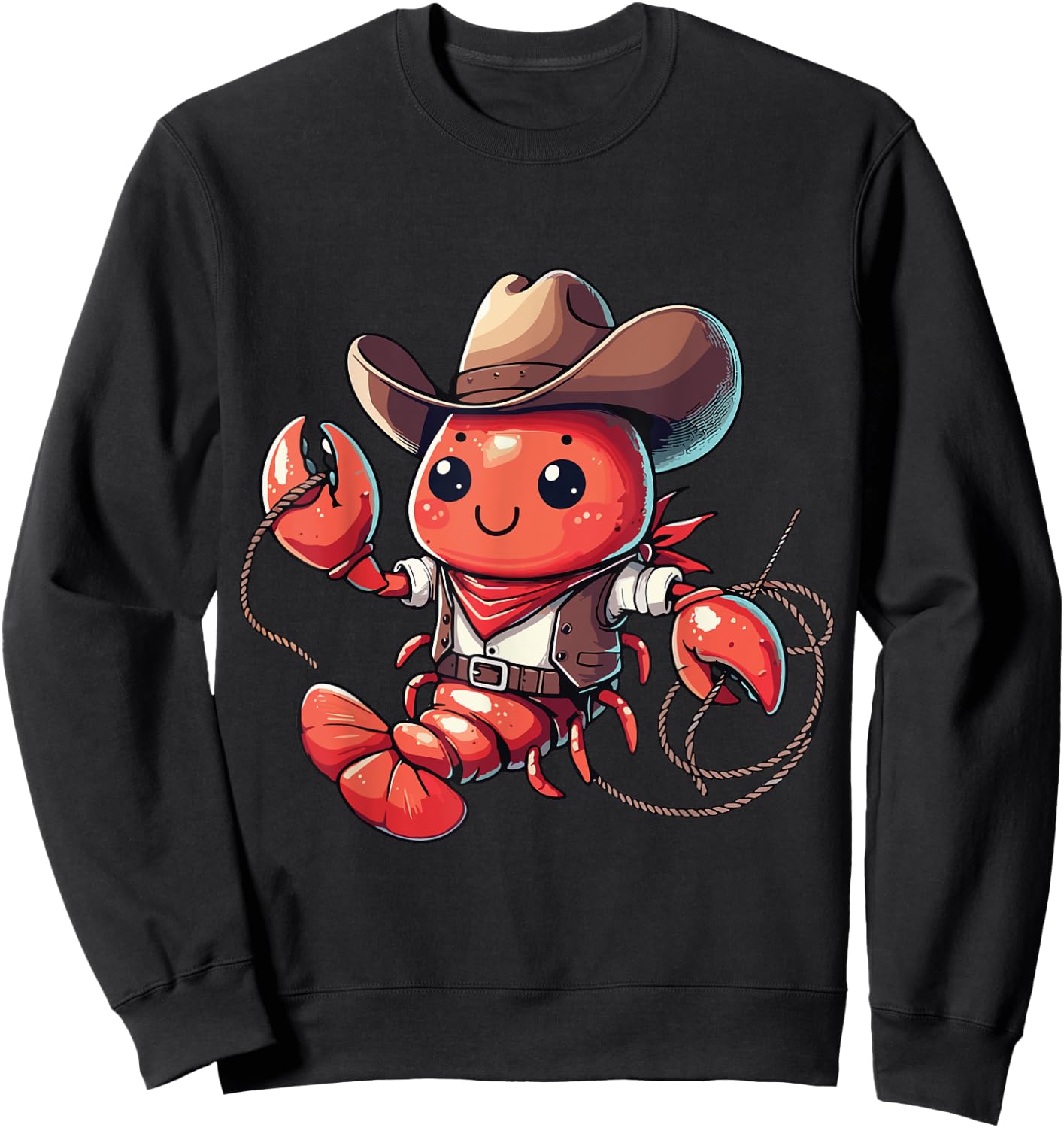 Western Rodeo Cowboy Outfit Hat Lobster Texas Animals Sweatshirt - Sweatshirt | Black