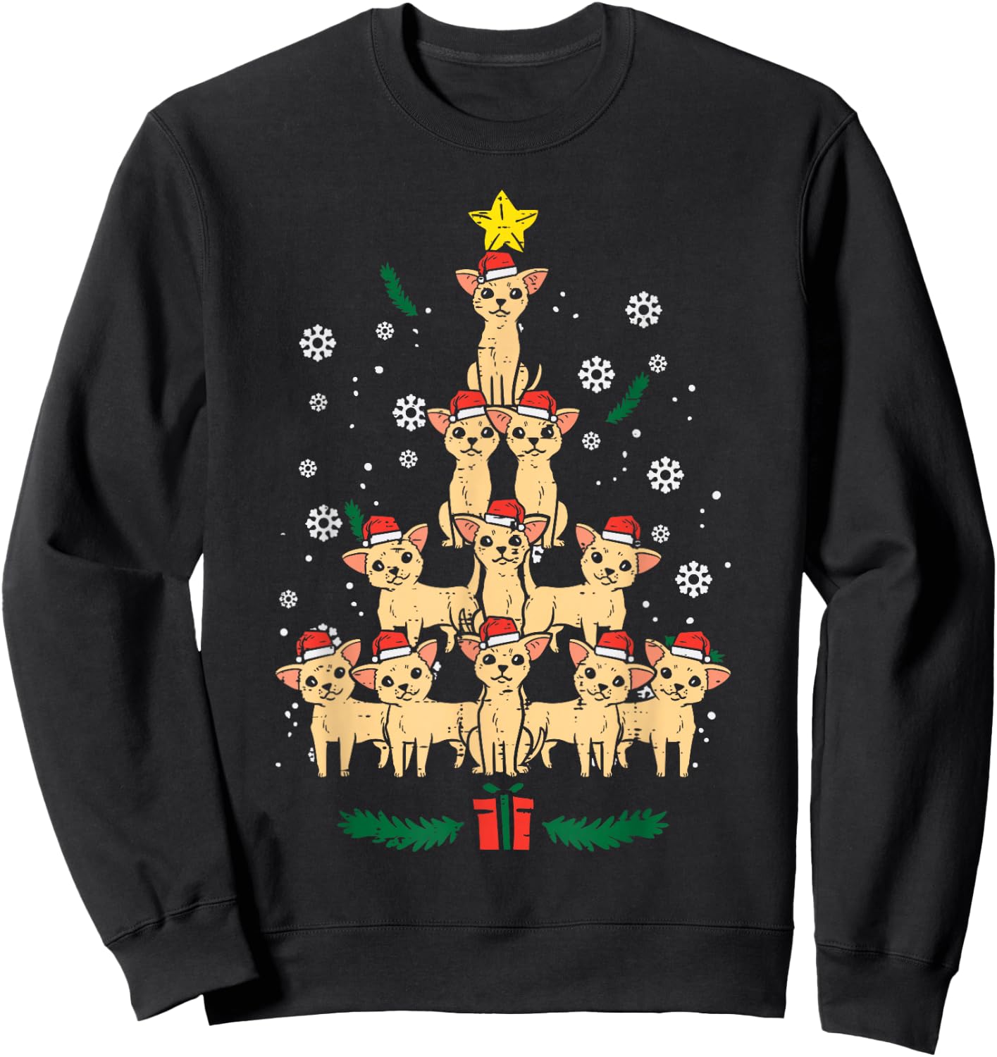 Chihuahua Christmas Tree Chiwawa Dog Xmas Women Sweatshirt - Sweatshirt | Black