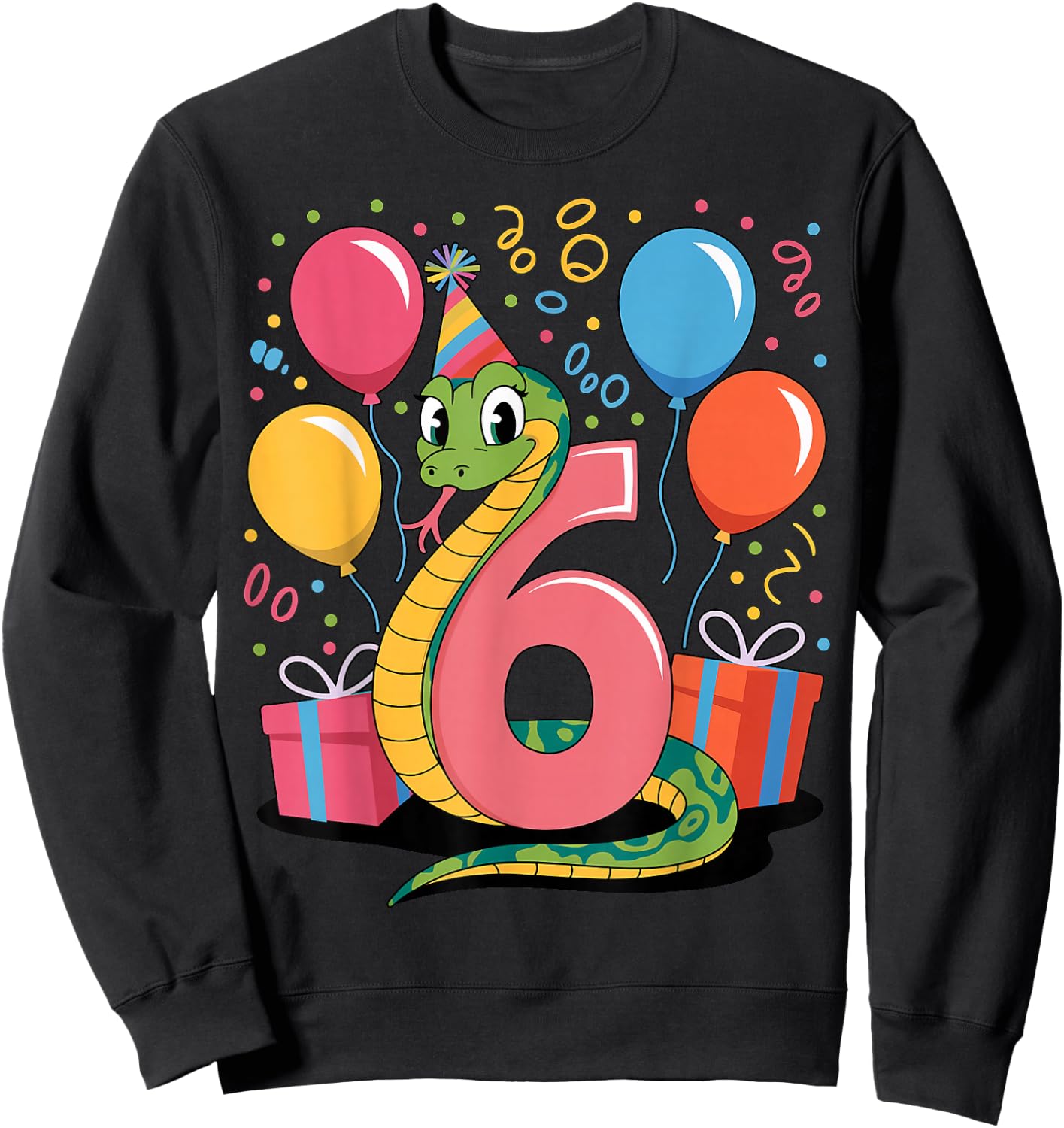 Snake 6th Birthday for Boy Girl 6 Years Old Sixth Snake Sweatshirt - Sweatshirt | Black