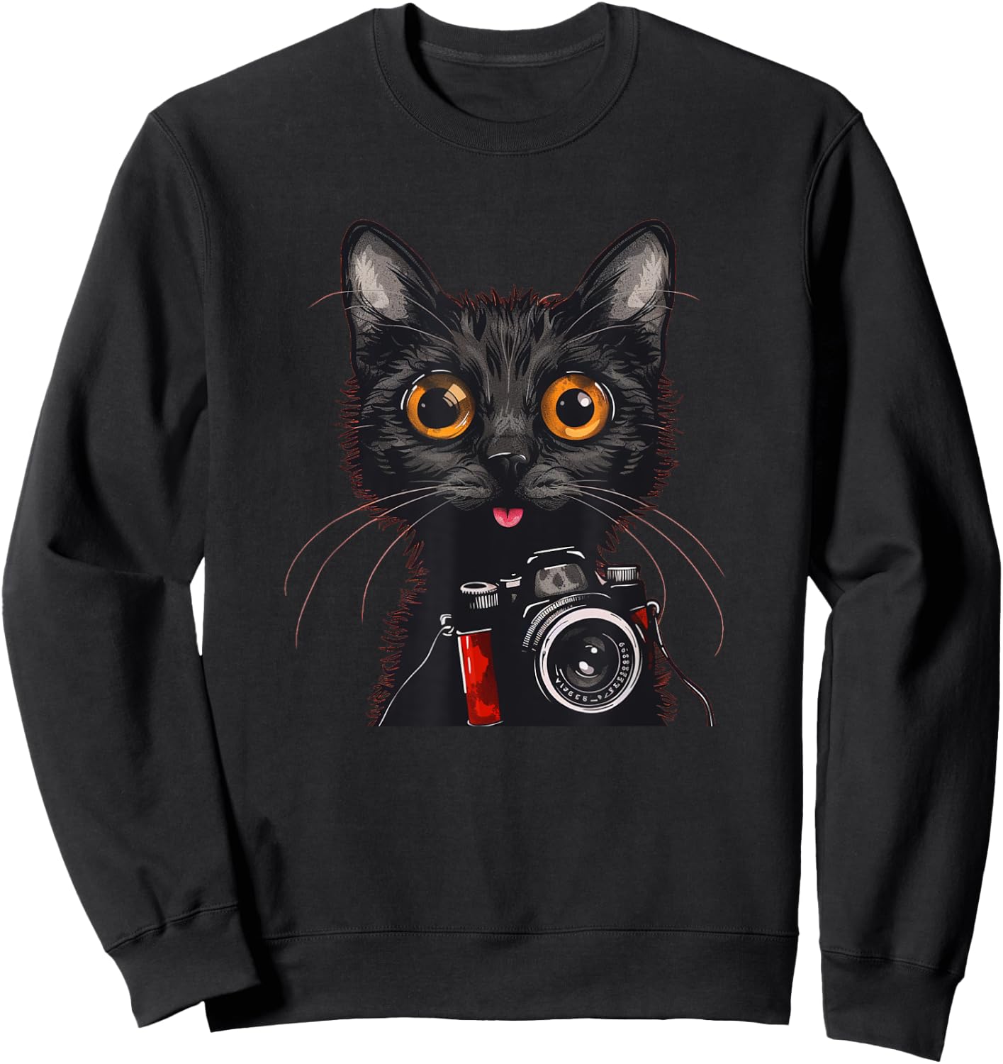 Funny Tourists Cat with Camera Costume Women Kids Sweatshirt - Sweatshirt | Black