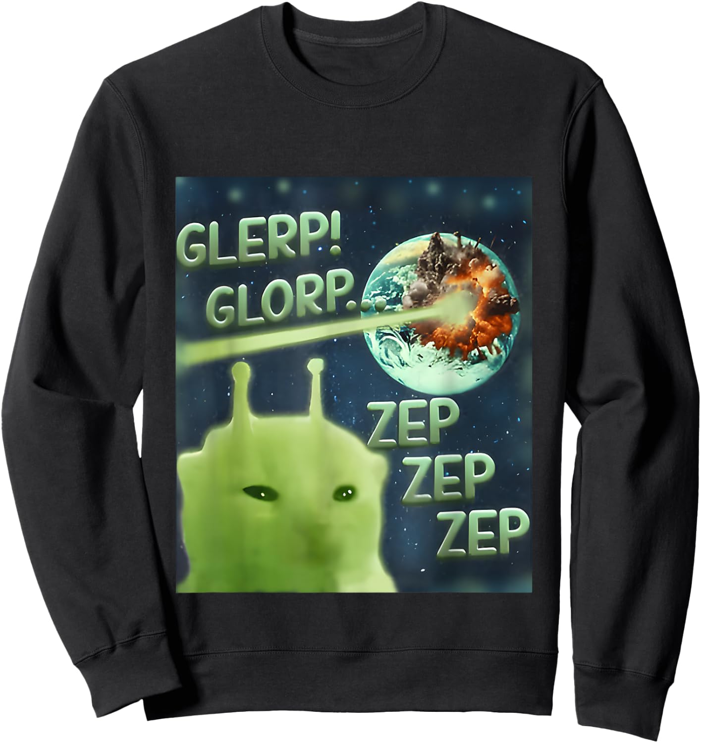 Glerp Glorp Funny Alien Cat Meme, Brainrot , Costume Sweatshirt - Sweatshirt | Black