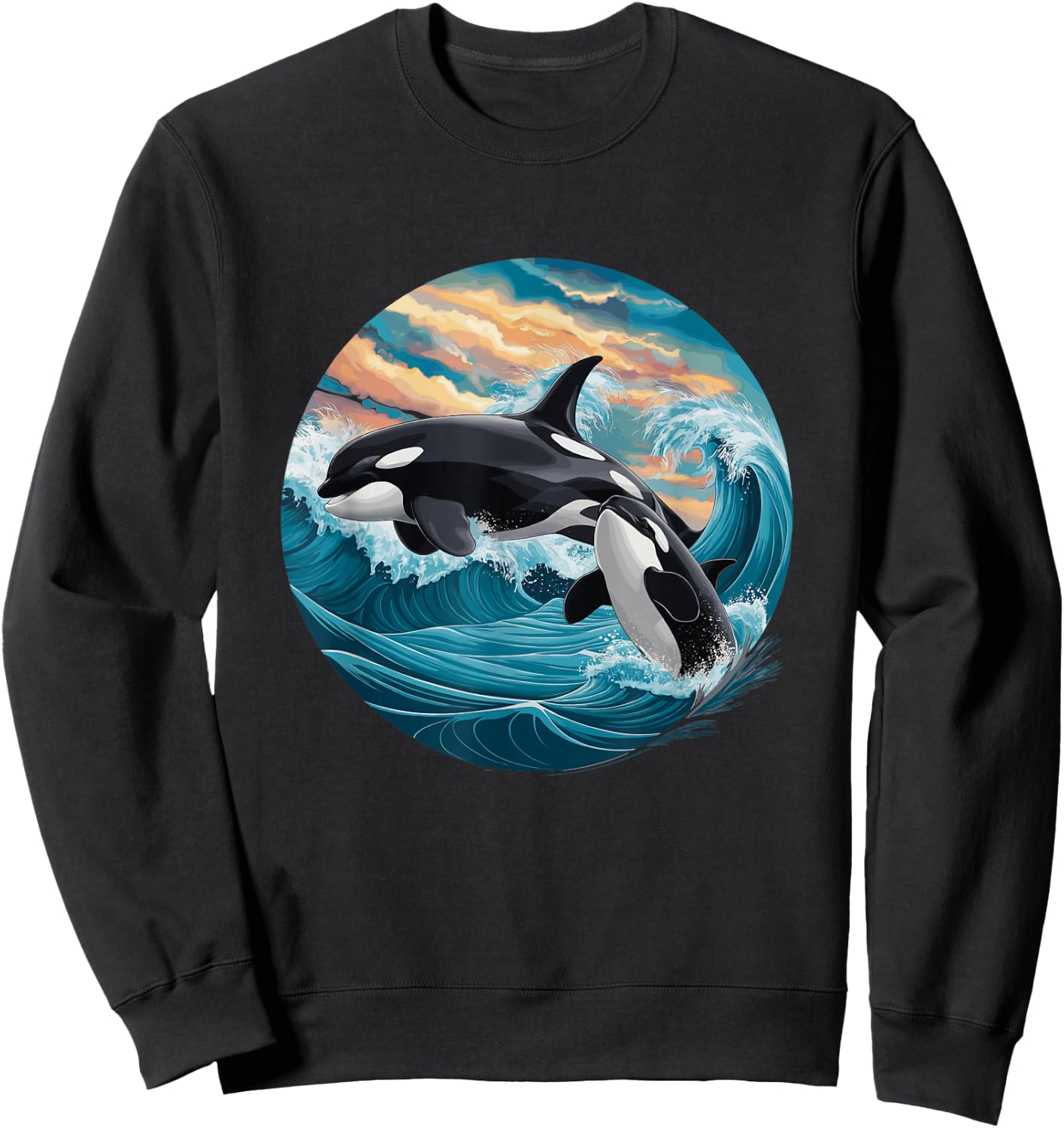Killer Whale Ocean Orca Waves Boys Kids Orca Sweatshirt - Sweatshirt | Black