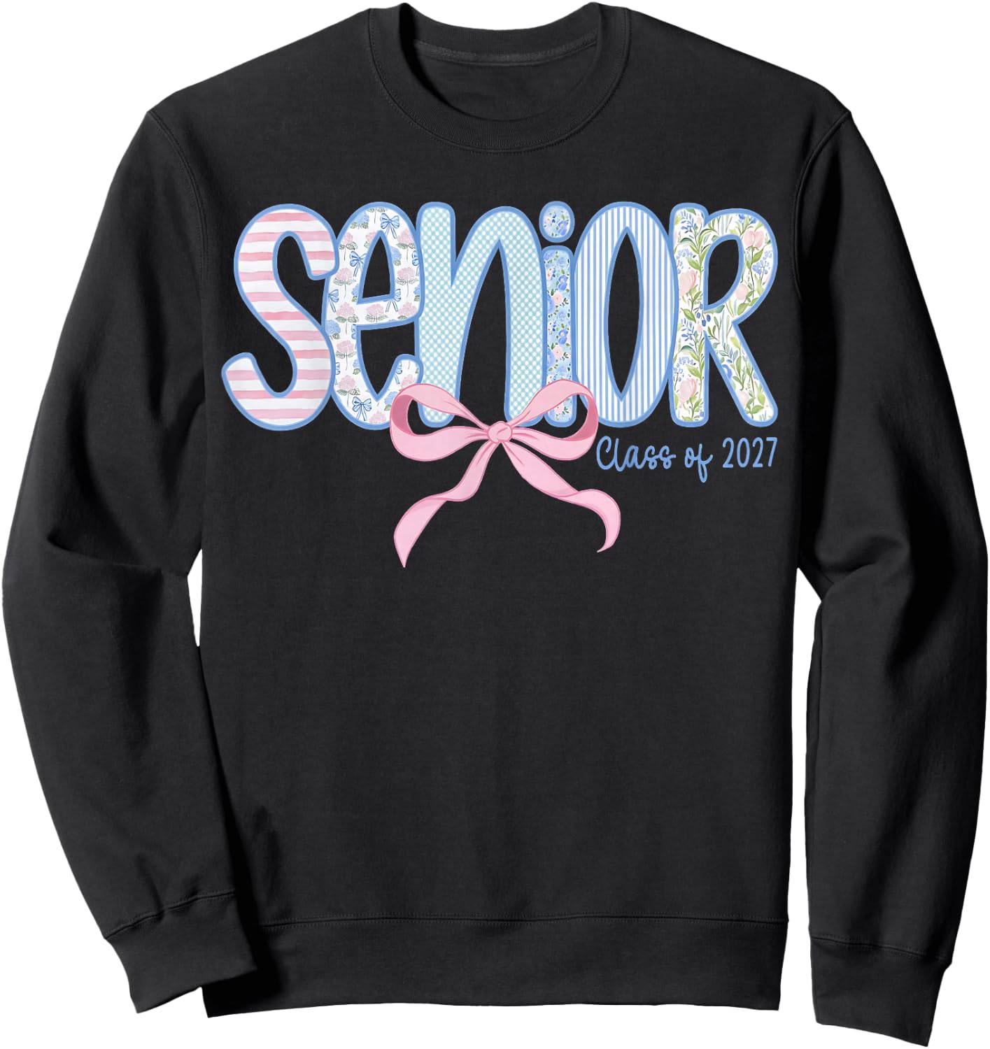 Girl Senior 2027 Class of 2027 Coquette Bow Graduation Grad Sweatshirt - Sweatshirt | Black