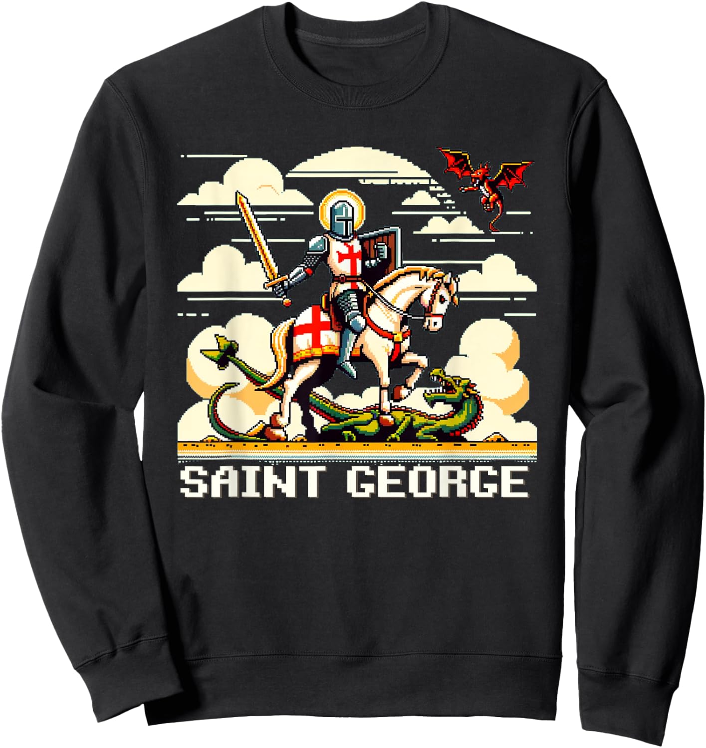Saint George and the Dragon England Catholic Video Game Sweatshirt - Sweatshirt | Black