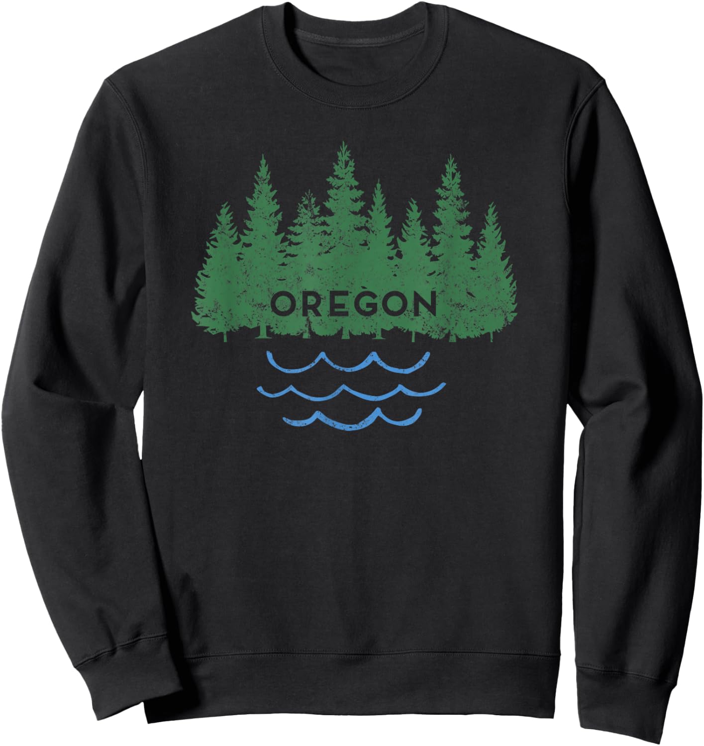 Oregon Trees Silhouette Nature Outdoorsy Men Women Kids Sweatshirt - Sweatshirt | Black