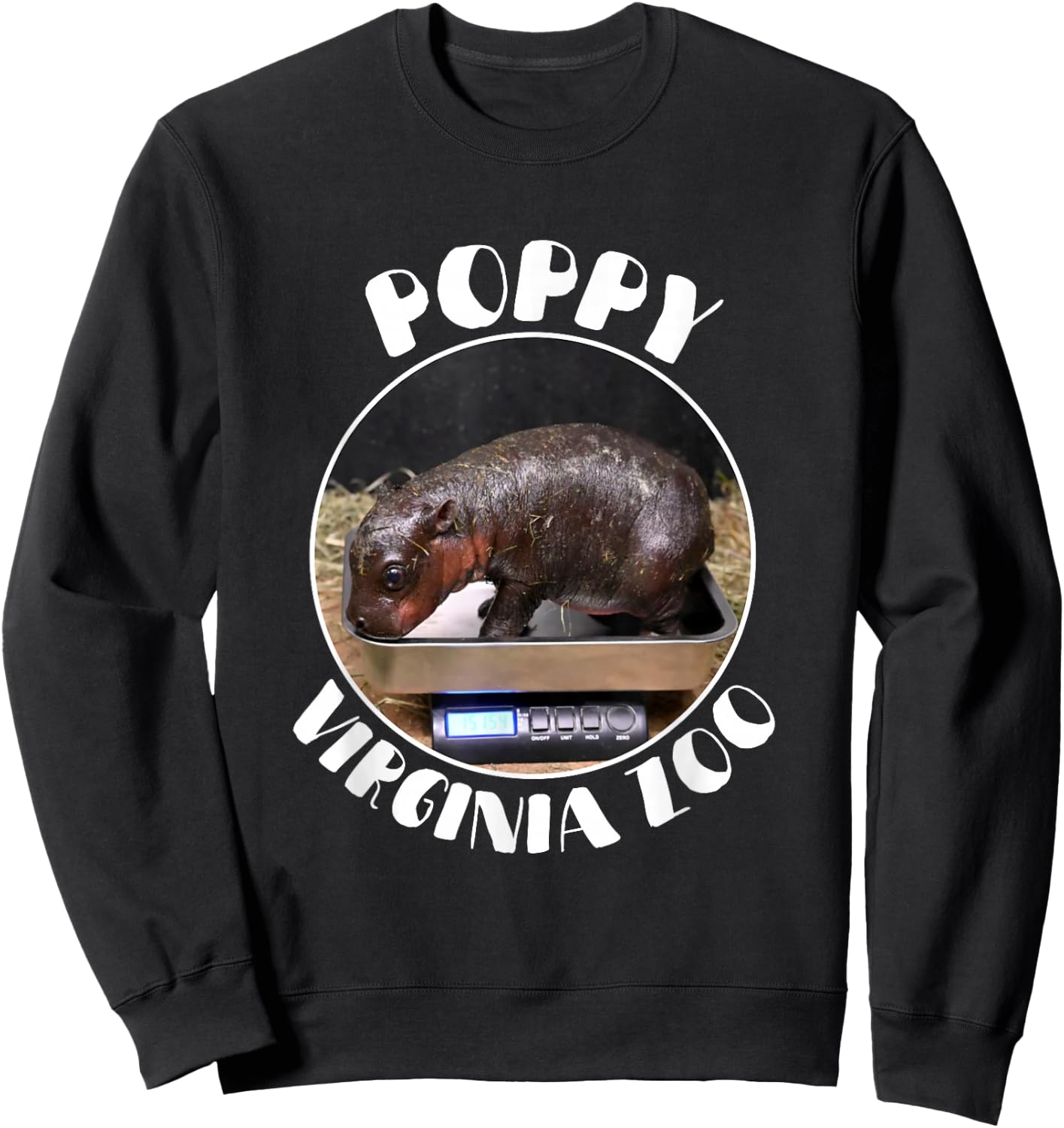 Poppy Virginia Zoo Pygmy - The Cute Baby Hippo Sweatshirt - Sweatshirt | Black