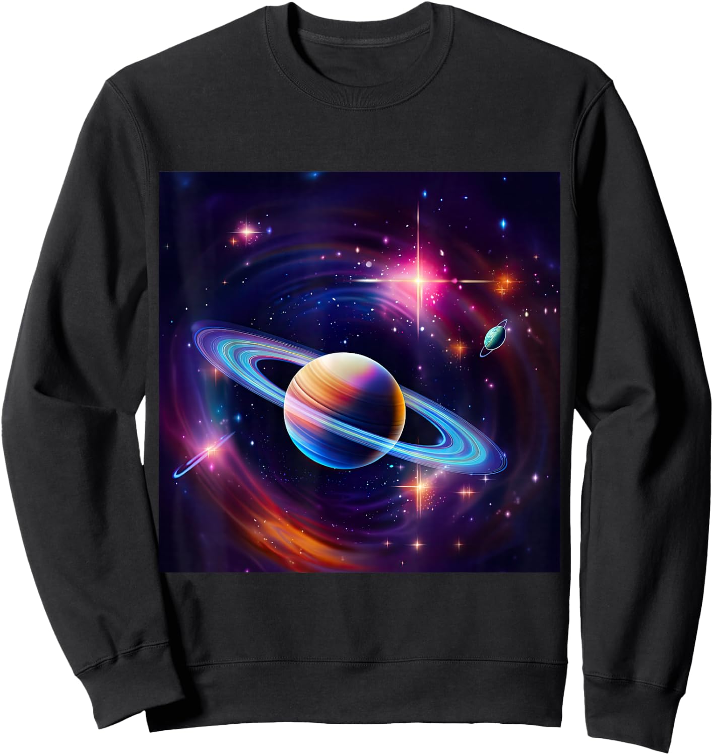 Saturn Planet Galaxy Nebula Space Sweatshirt - Sweatshirt | Black