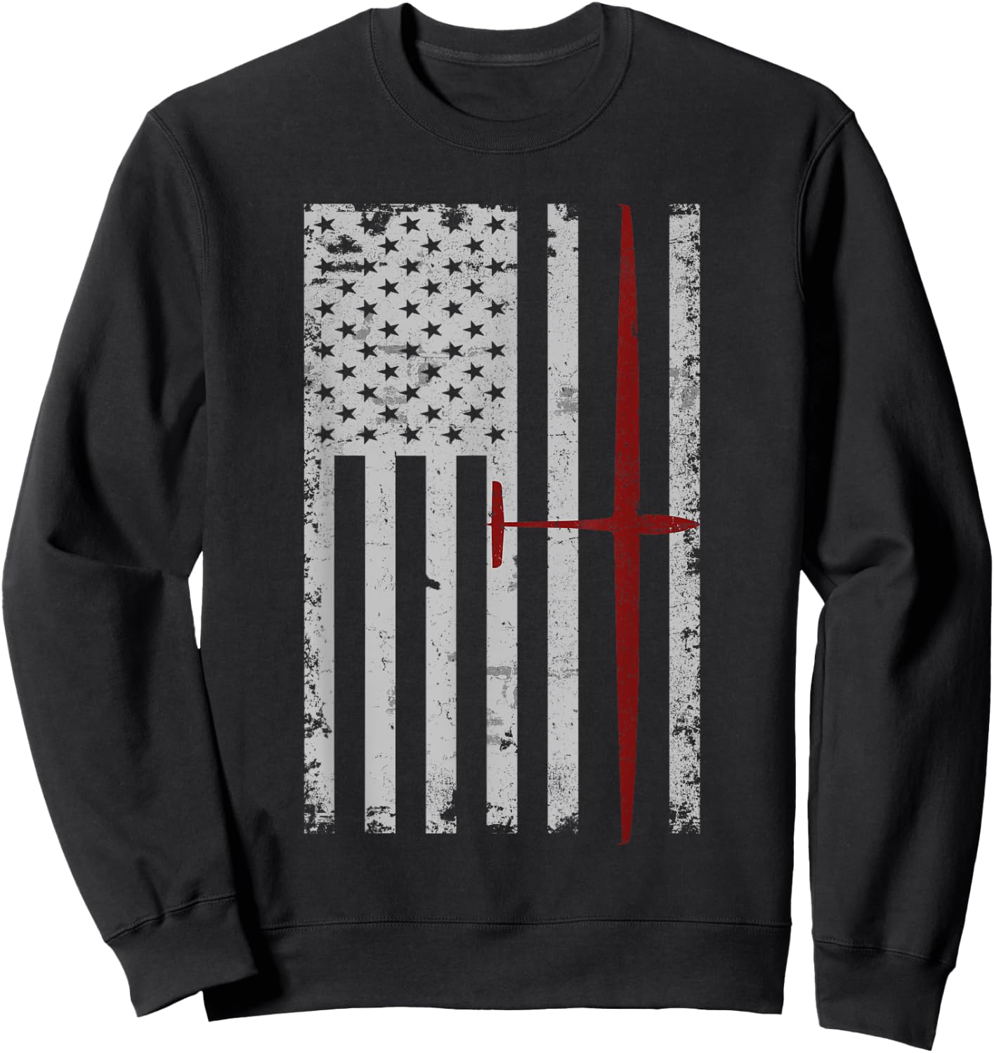Glider Sailplane Pilot Patriotic Flag Soaring Sweatshirt - Sweatshirt | Black
