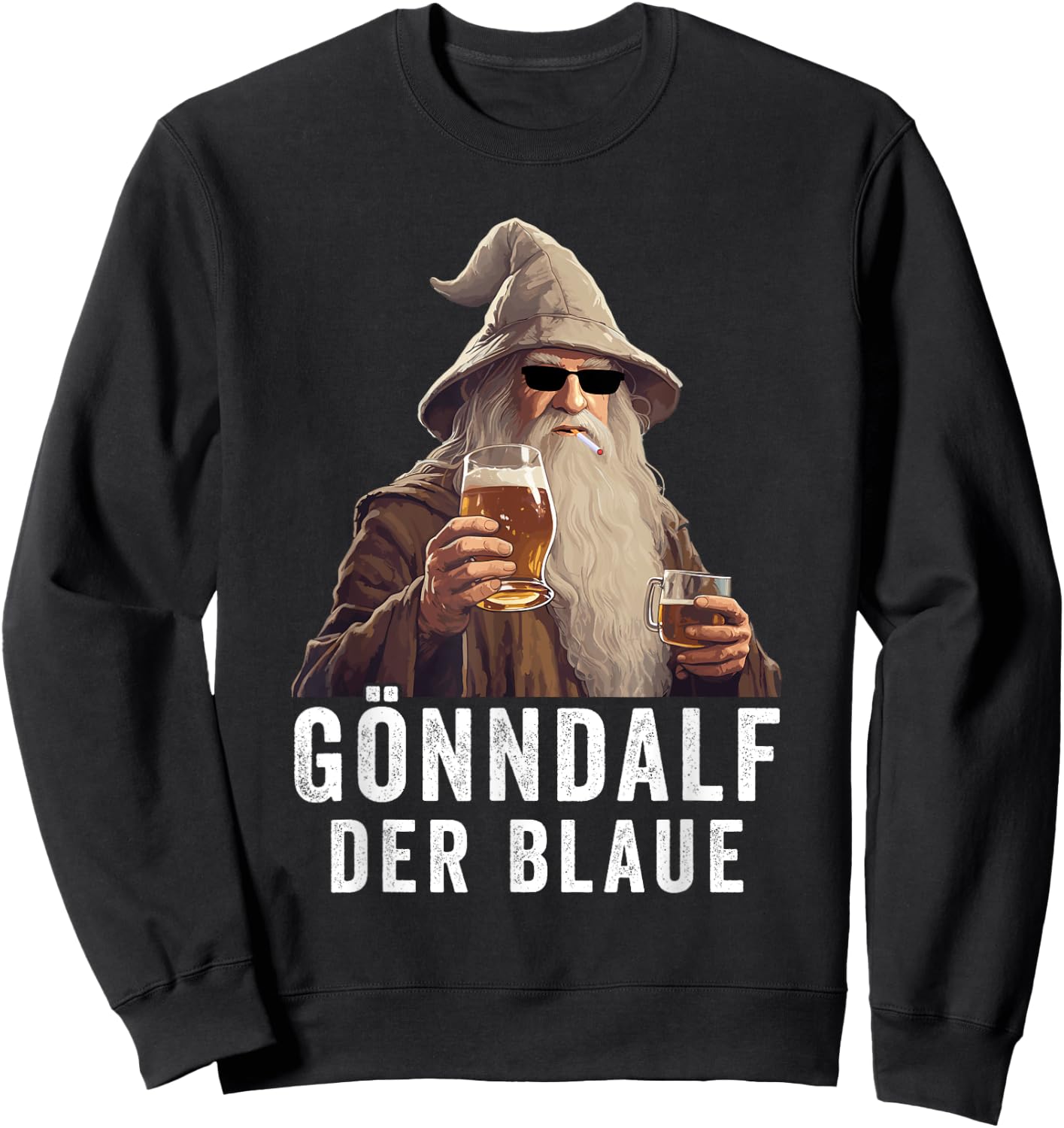 Gönndalf der blaue Bierdrinker Saufen Beer , black Sweatshirt - Sweatshirt | Black