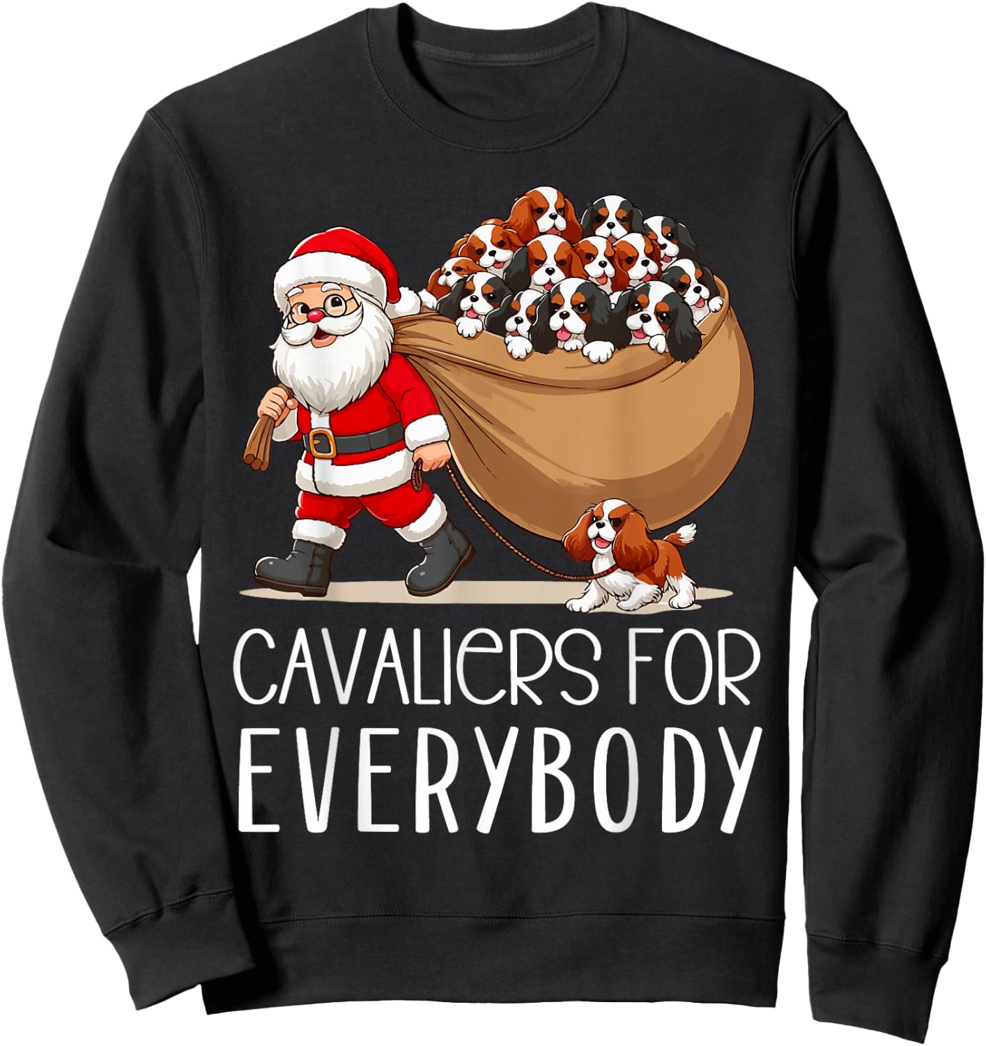 Cavalier King Charles Spaniel Christmas Funny Cavalier Dog Women Kids Sweatshirt - Sweatshirt | Black