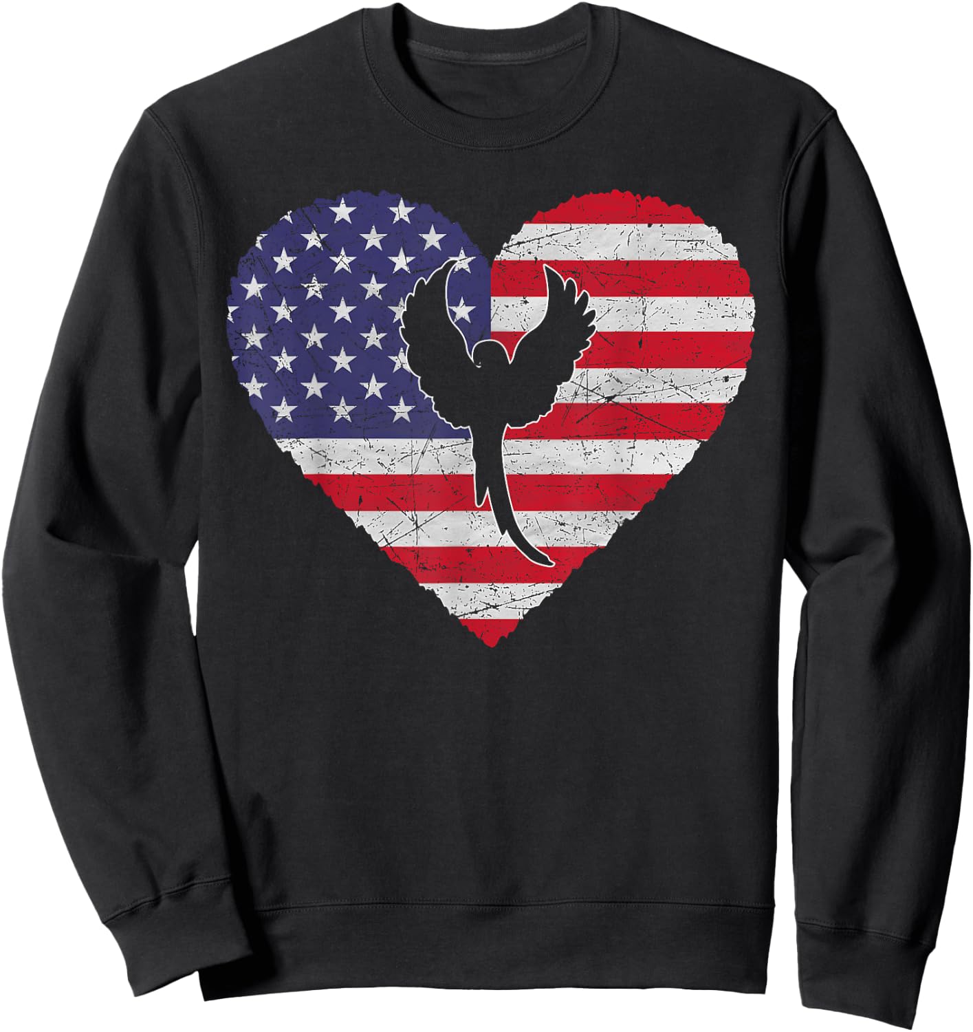 4th Of July Parrot American Flag Patriotic Kids Men Sweatshirt - Sweatshirt | Black