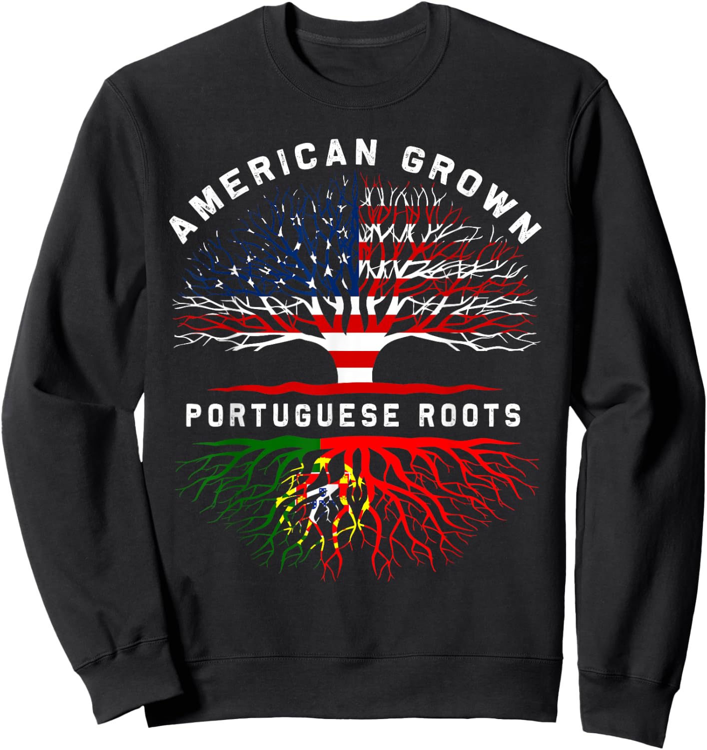 Portuguese Roots American Grown Tree Family Heritage Sweatshirt - Sweatshirt | Black
