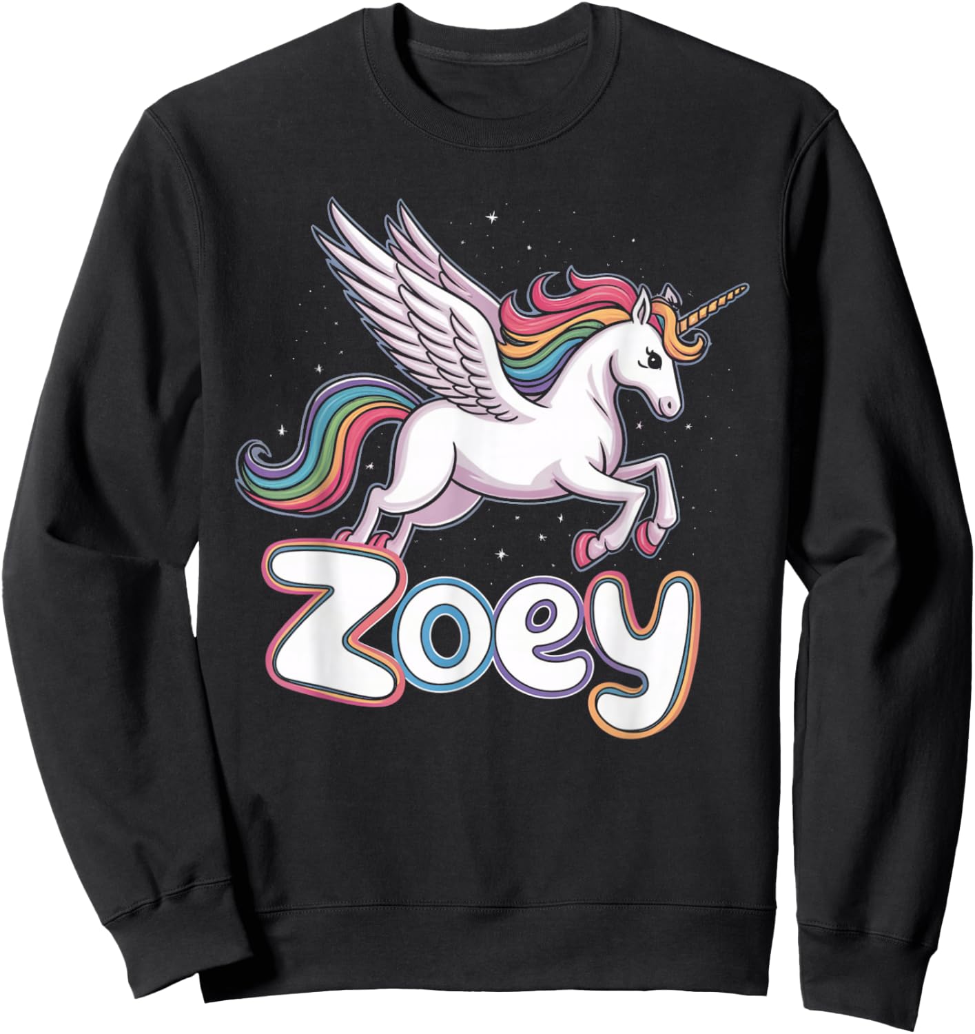 Magical Zoey Unicorn Girl First Name Design Sweatshirt - Sweatshirt | Black