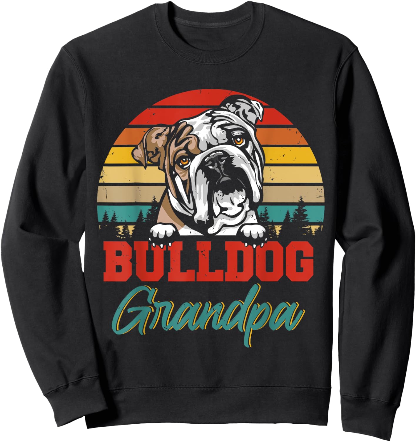 Vintage Retro Bulldog Grandpa Cool Father's Day Dog Lover Women Sweatshirt - Sweatshirt | Black