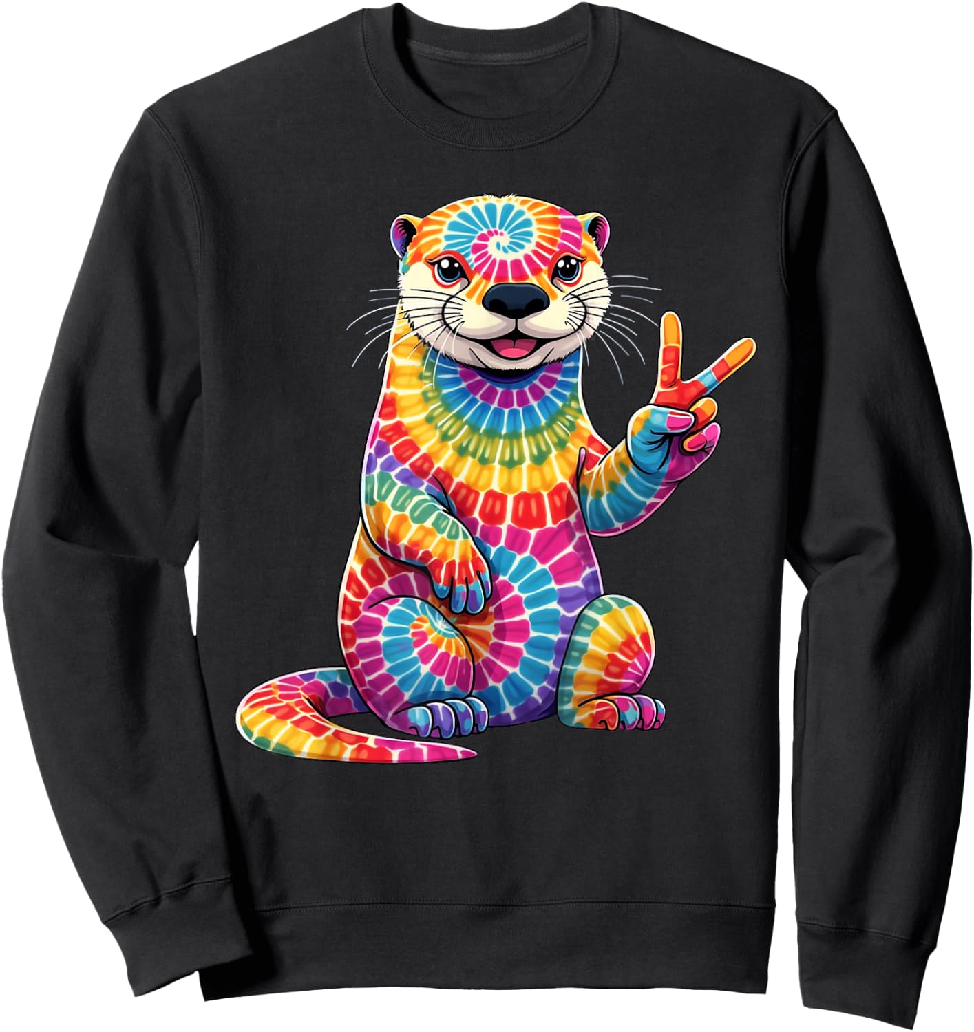 Tie Dye Otter Colorful Hippie Otter Rainbow Sweatshirt - Sweatshirt | Black
