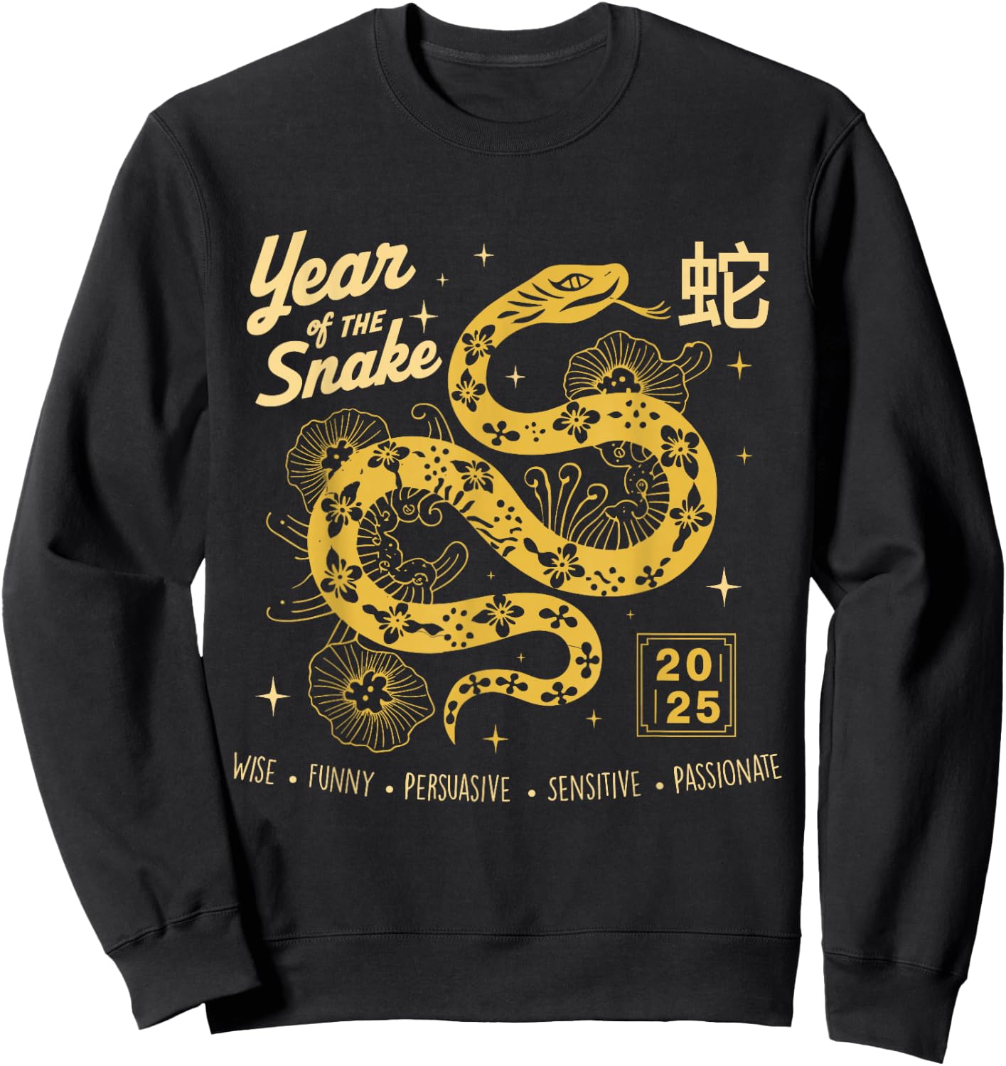 Happy Lunar Chinese New Year Of The Snake 2025 Zodiac Women Sweatshirt - Sweatshirt | Black
