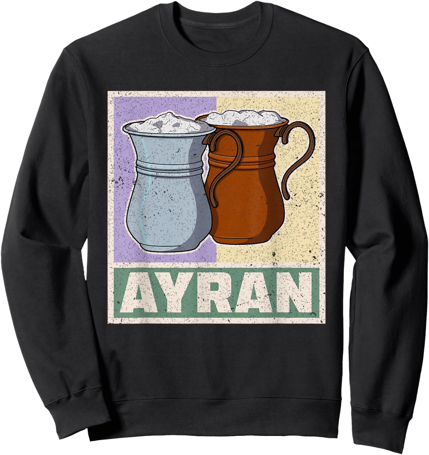 Ayran Turkey food national souvenir yogurt drink cuisine Sweatshirt - Sweatshirt | Black