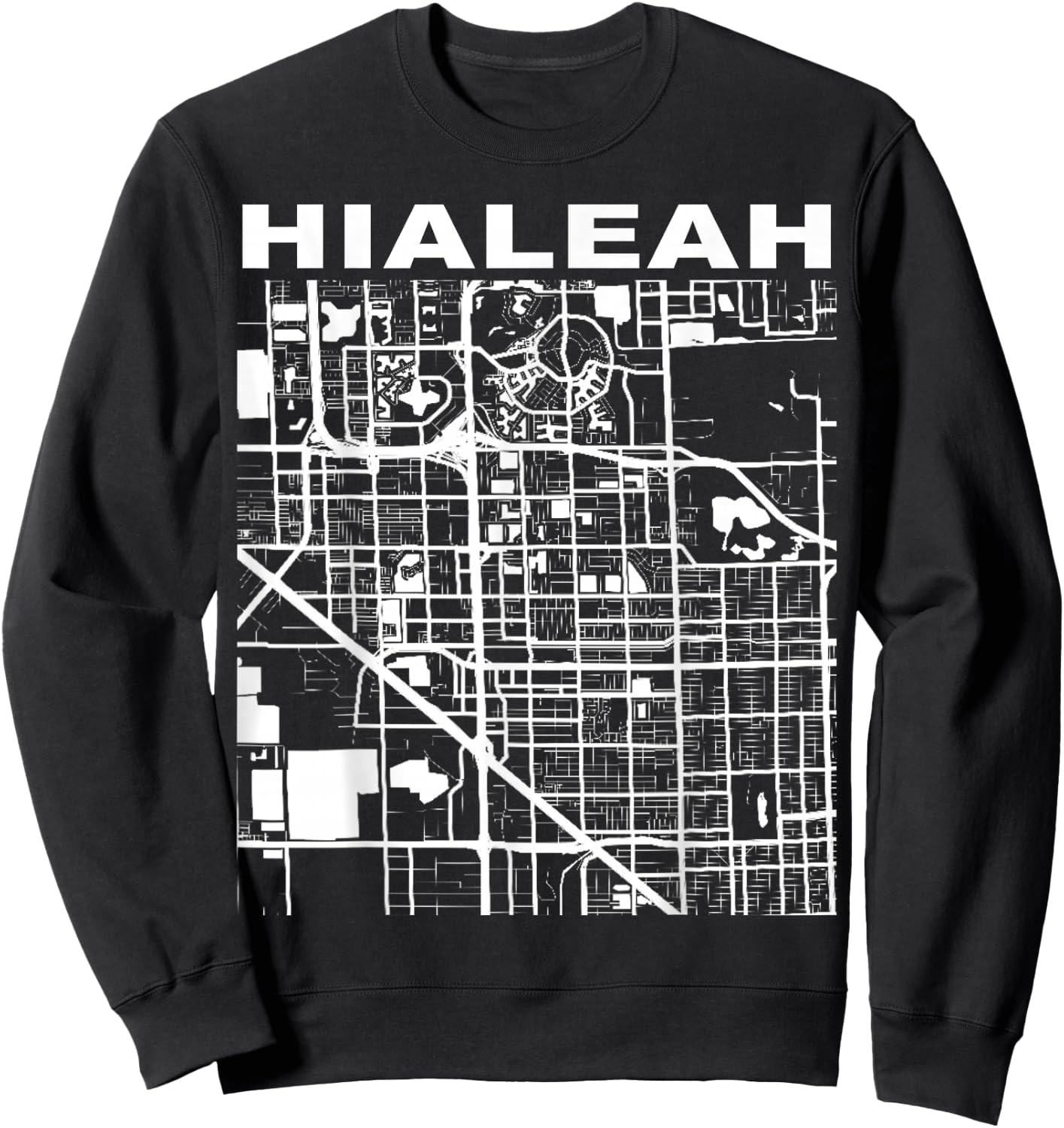 Florida Souvenir Hialeah City Street Map Sweatshirt - Sweatshirt | Black