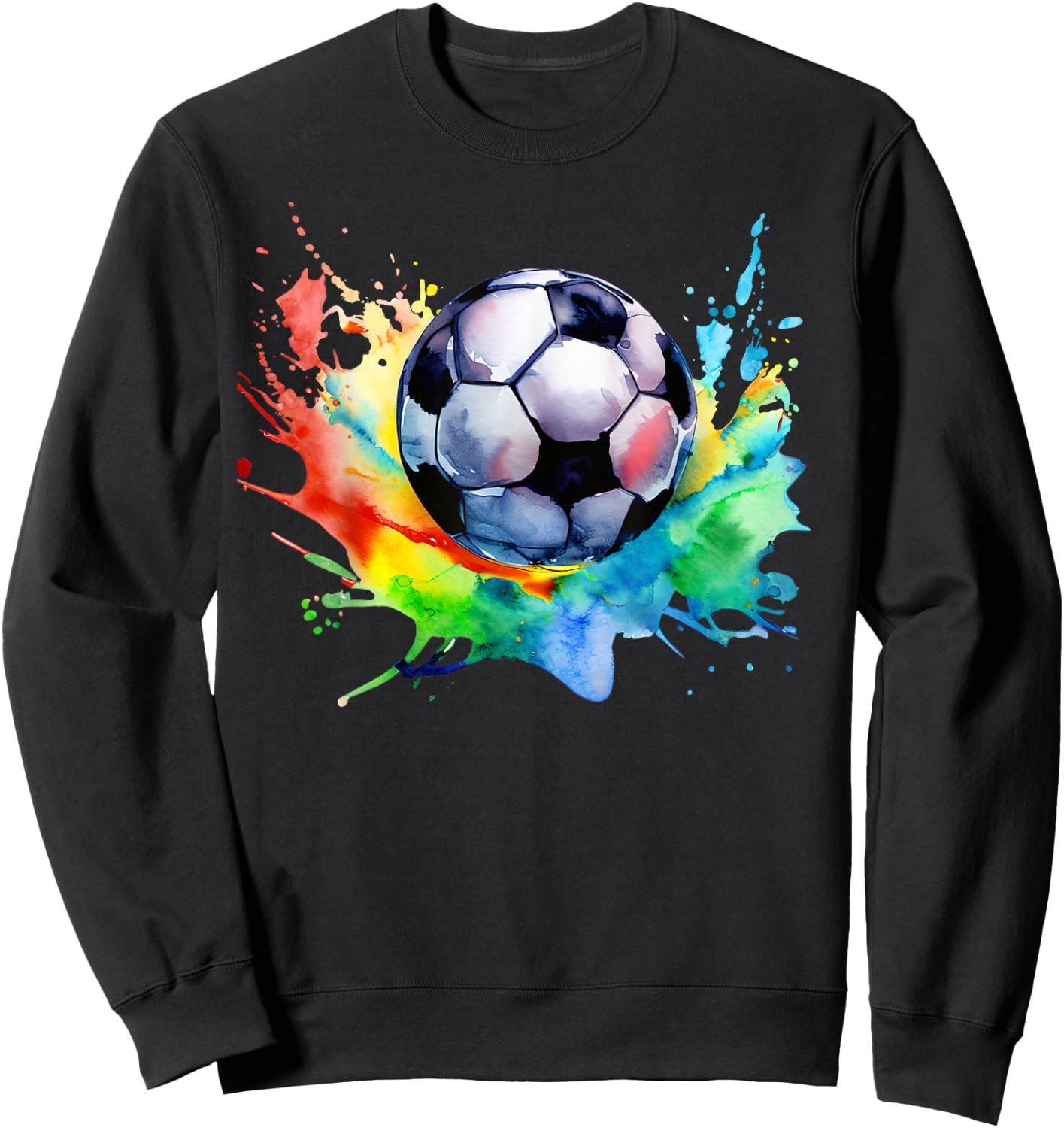Football Watercolor Soccer Ball Artsy Splash Player Team Sweatshirt - Sweatshirt | Black