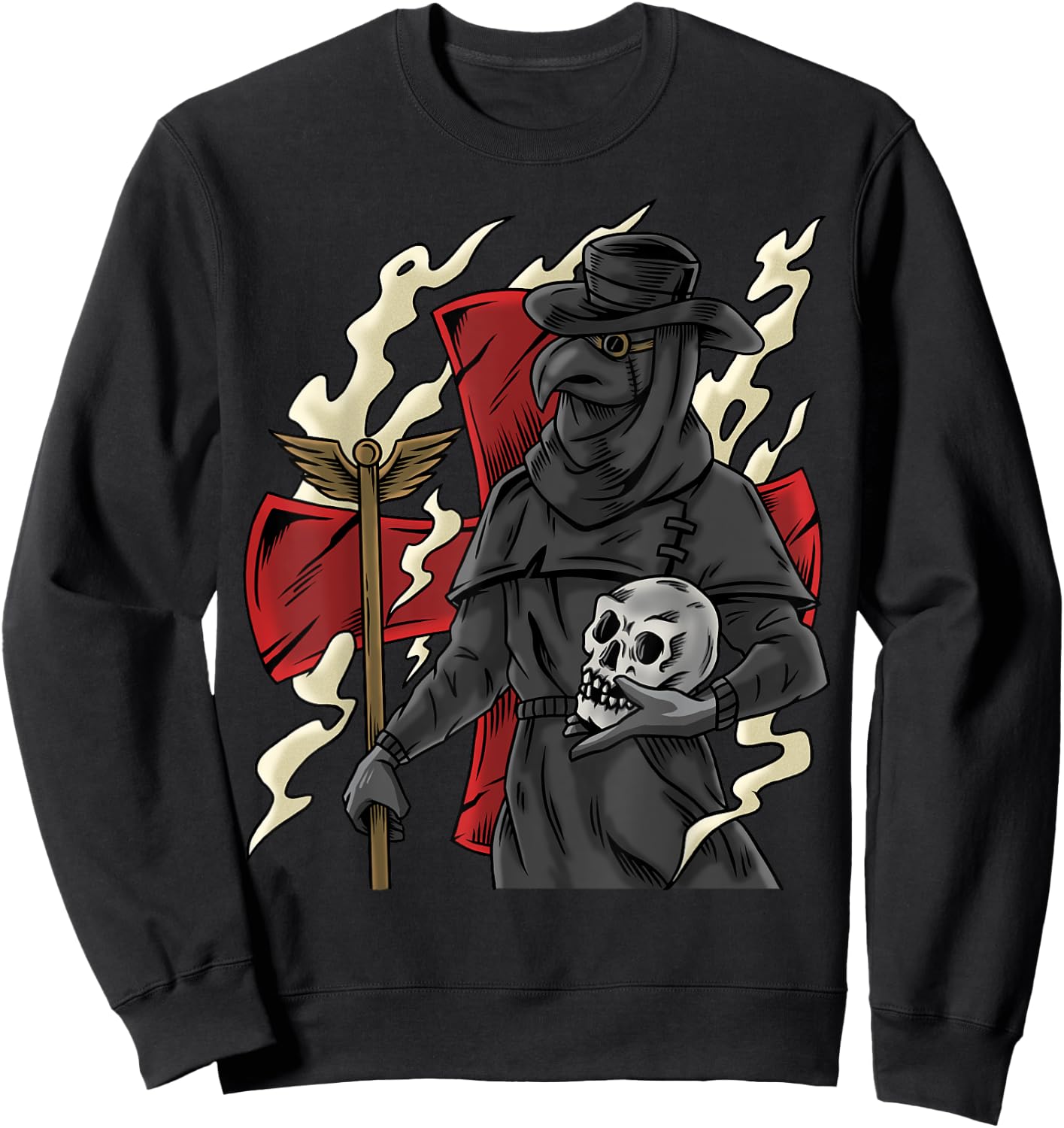 Plague Doctor Goth Skull Occult Black Gothic Steampunk Sweatshirt - Sweatshirt | Black