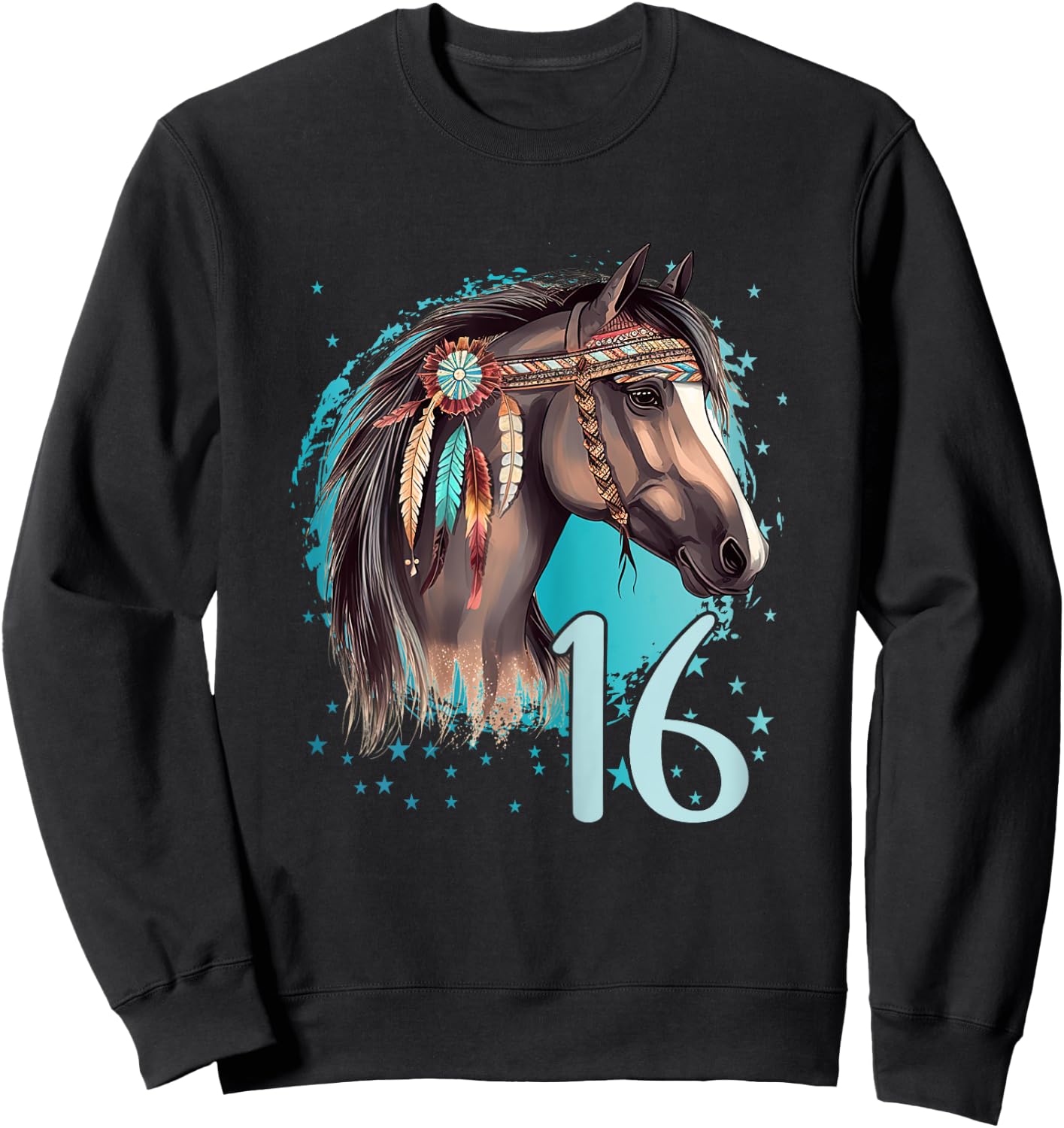 16th Birthday Horse Girl sixteen I Am 16 Birthday Girl Sweatshirt - Sweatshirt | Black
