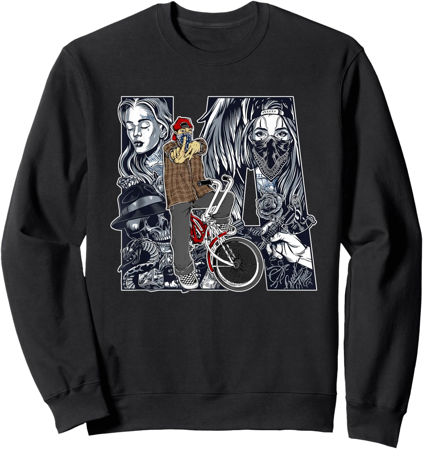Lowrider Bike, LA Chicano Cholo, Los Angeles Lowrider Sweatshirt - Sweatshirt | Black