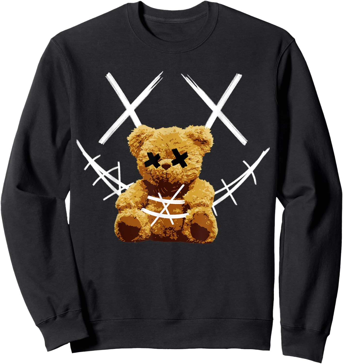 Niedlicher großer Regenbogen-Teddybär mit Stacheldraht-Gesicht Sweatshirt - Sweatshirt | Black