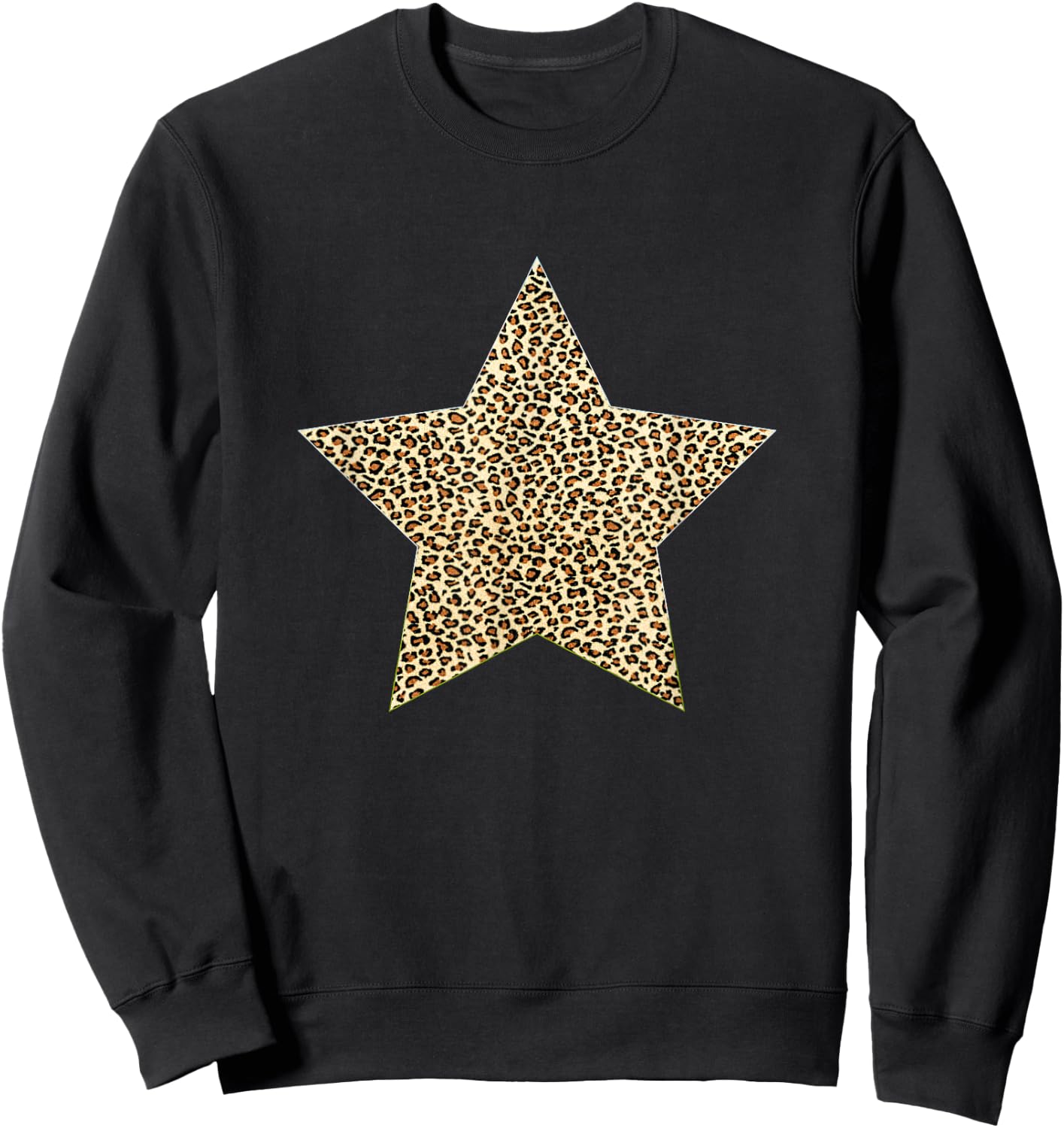 Star Shape - Cute Cheetah Leopard Print Graphic Sweatshirt - Sweatshirt | Black