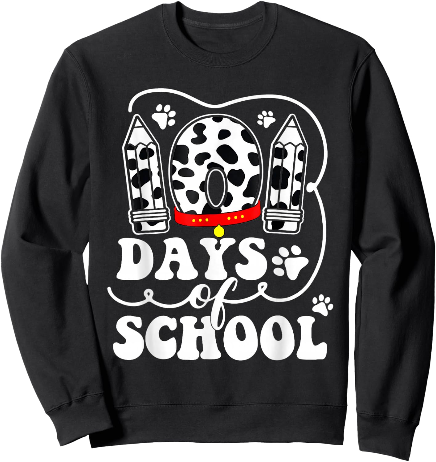 Happy 101 Days School Cute Dog Lover 100 Days Student Kids Sweatshirt - Sweatshirt | Black