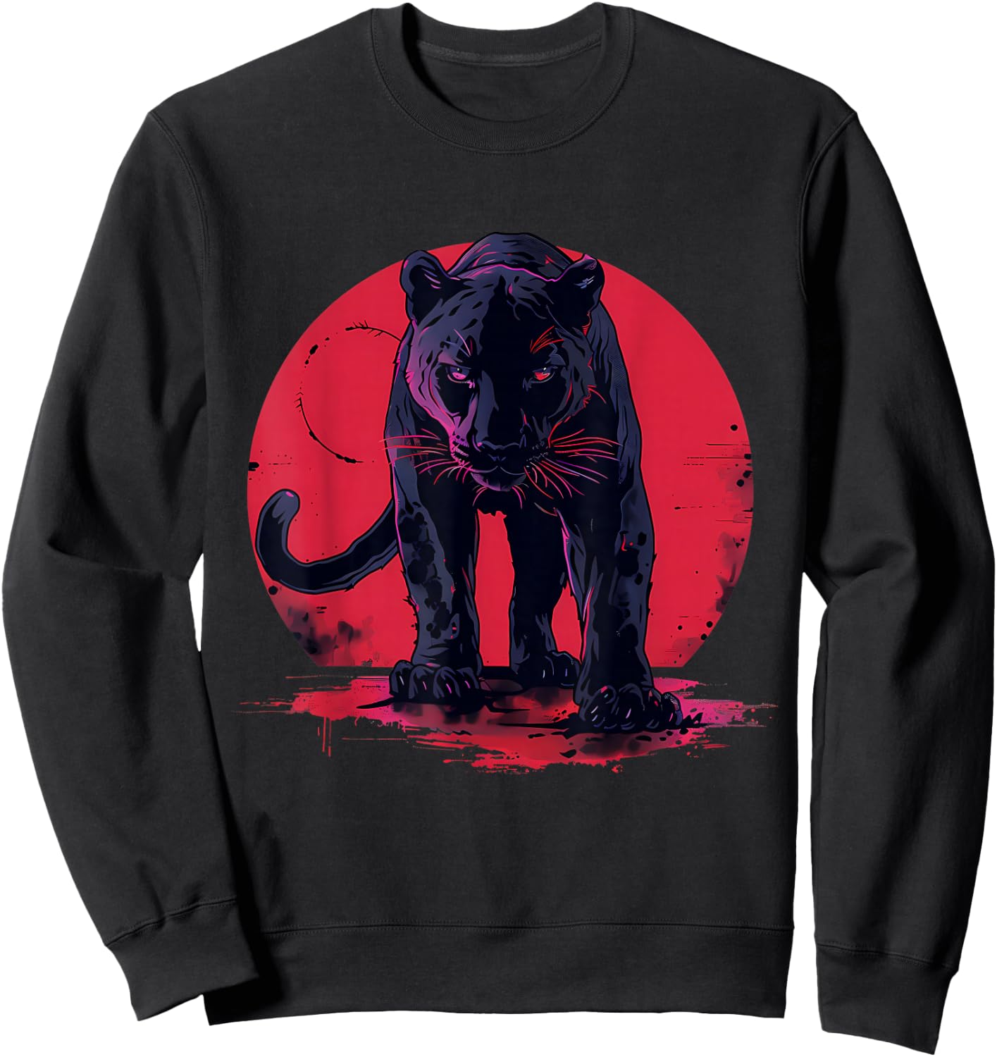 Panther Animal Art Splash Wildlife Motif Panther Lover Sweatshirt - Sweatshirt | Black