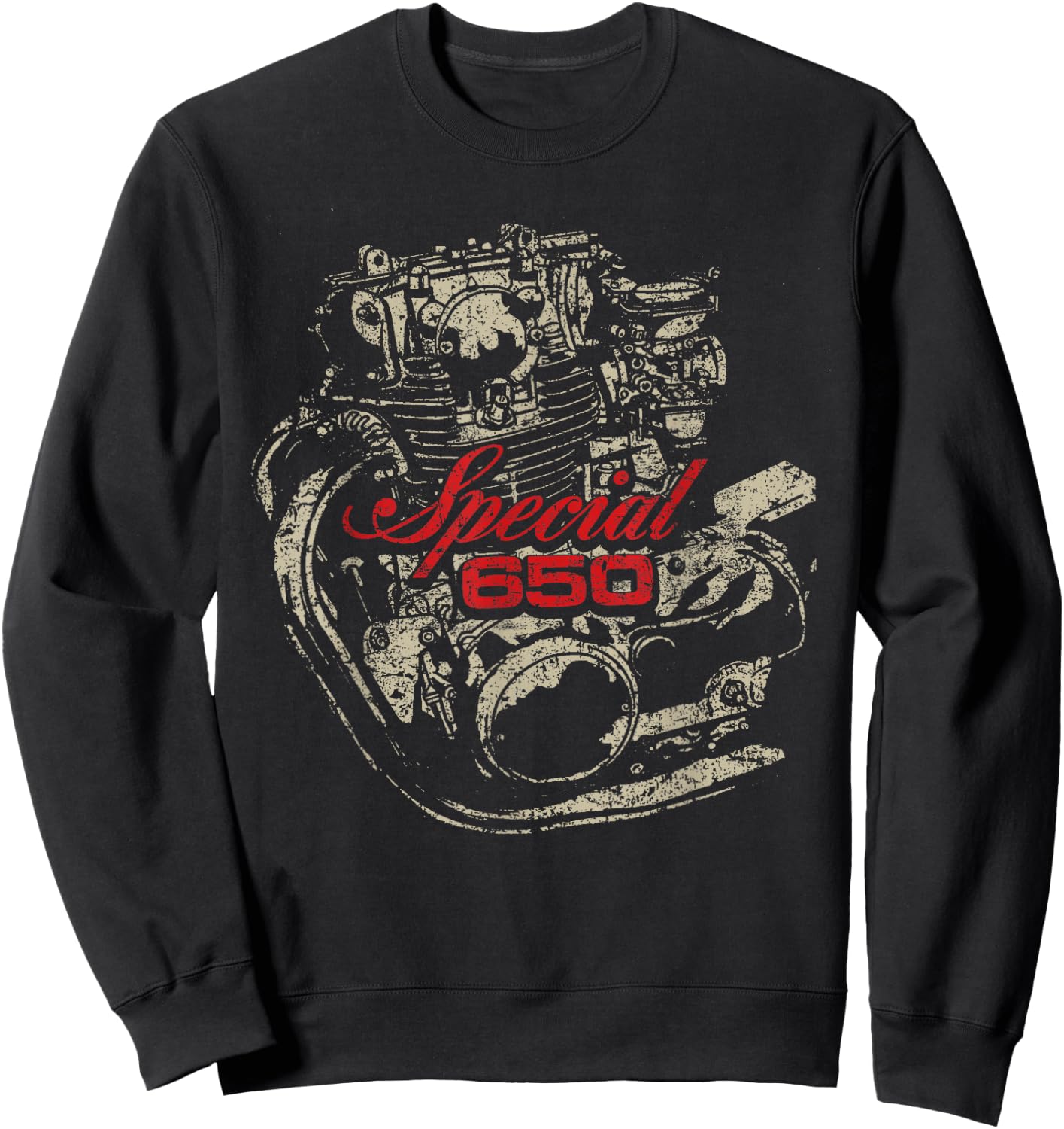 XS650 Special Engine Distressed Retro Design Sweatshirt - Sweatshirt | Black