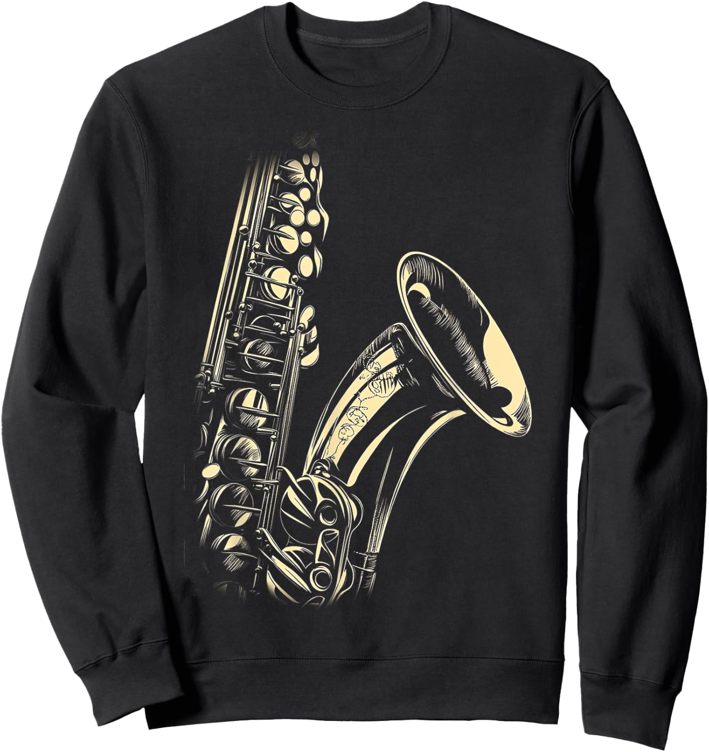 Saxophone Music Instrument Motif Illustration Saxophone Sweatshirt - Sweatshirt | Black
