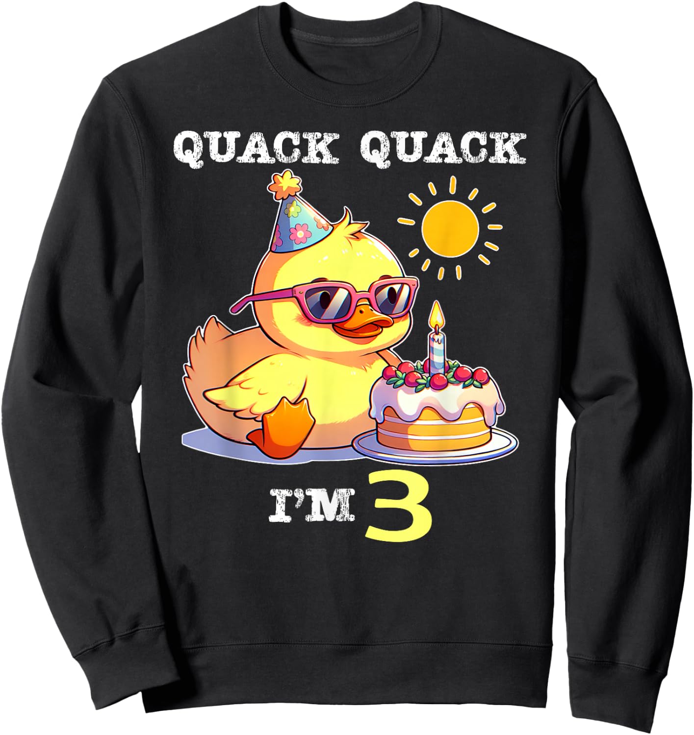 Kids 3rd Birthday Quack Im 3 Cute Duck Toddler Boy Girl Sweatshirt - Sweatshirt | Black