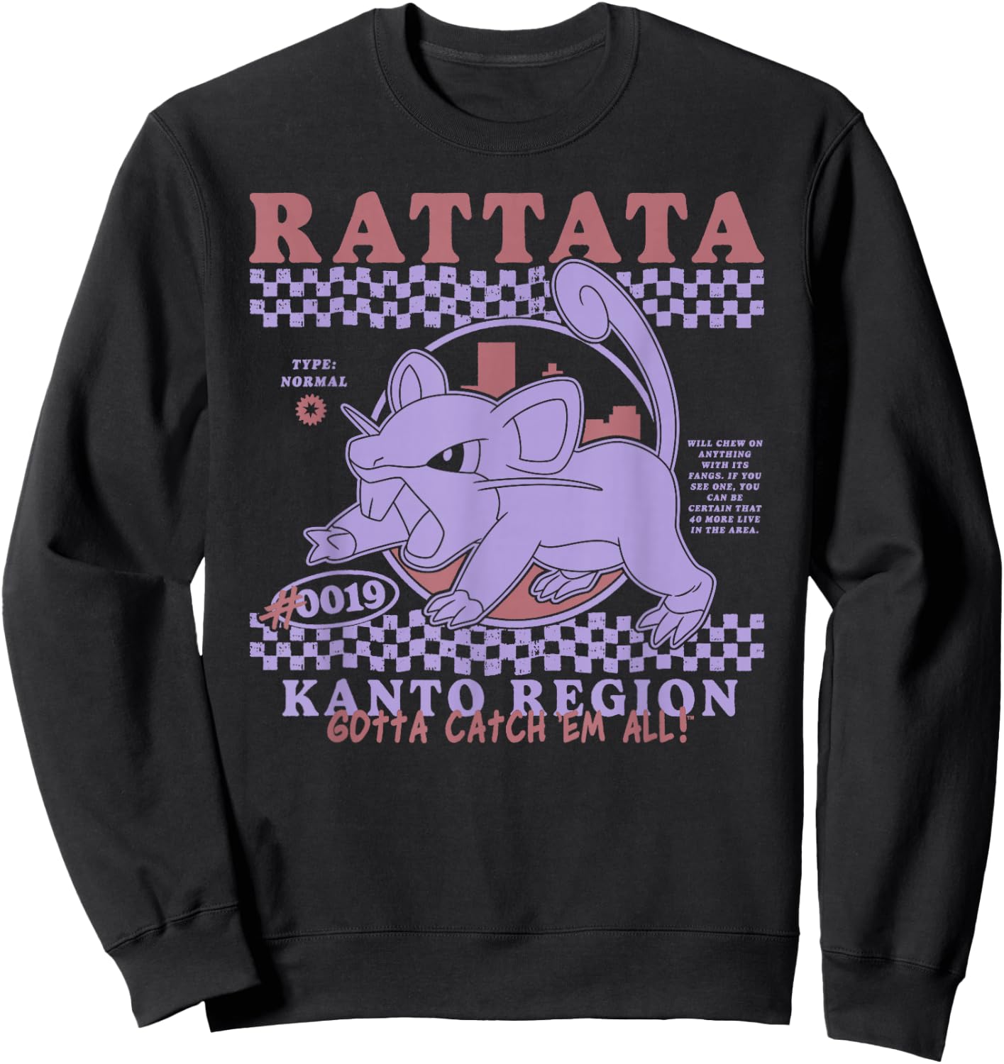 Pokémon Rattata Kanto Region Gotta Catch'em All! #0019 Sweatshirt - Sweatshirt | Black