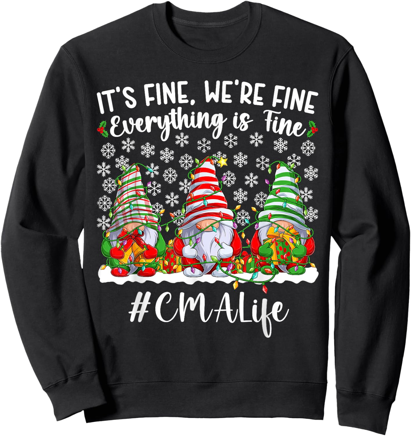 Funny Certified Medical Assistant Christmas CMA Xmas Party Sweatshirt - Sweatshirt | Black