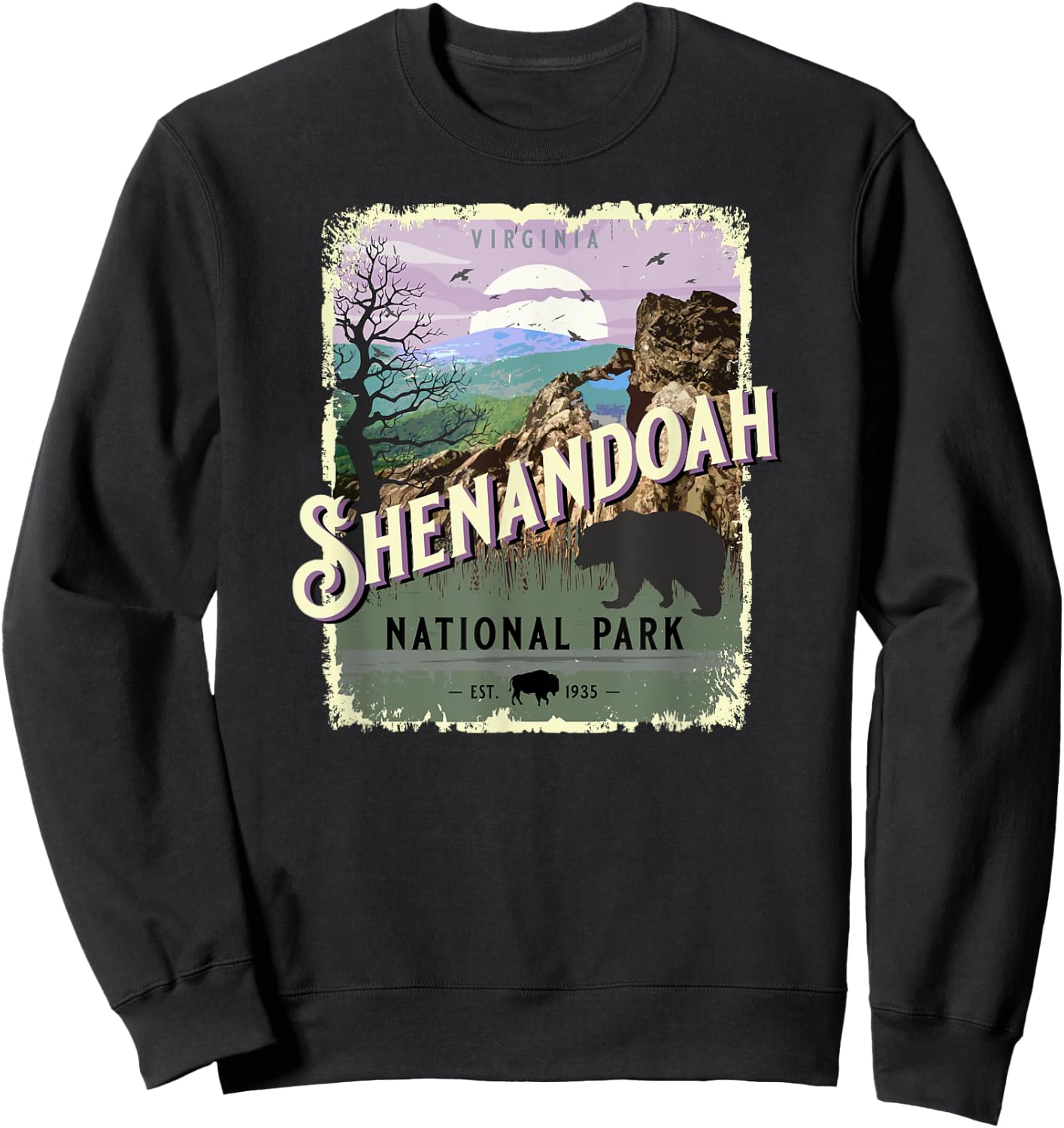 Shenandoah National Park Virginia VA Vintage Travel Souvenir Sweatshirt - Sweatshirt | Black