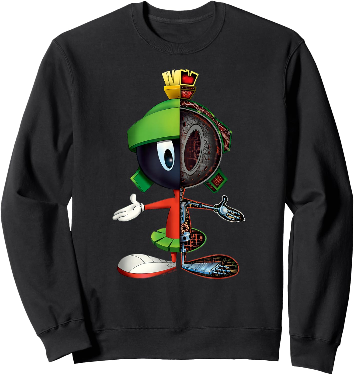 Looney Tunes Marvin Martian Half Skeleton Sweatshirt - Sweatshirt | Black