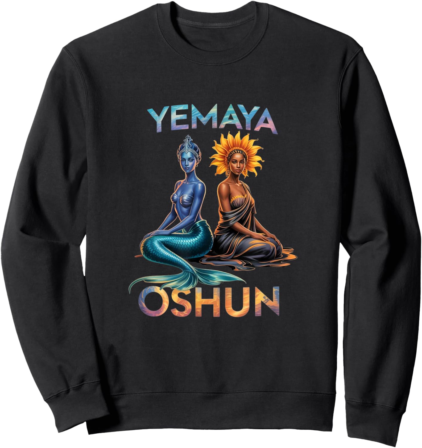 Yemaya Oshun Orisha Yoruba Goddess Mermaid Sweatshirt - Sweatshirt | Black