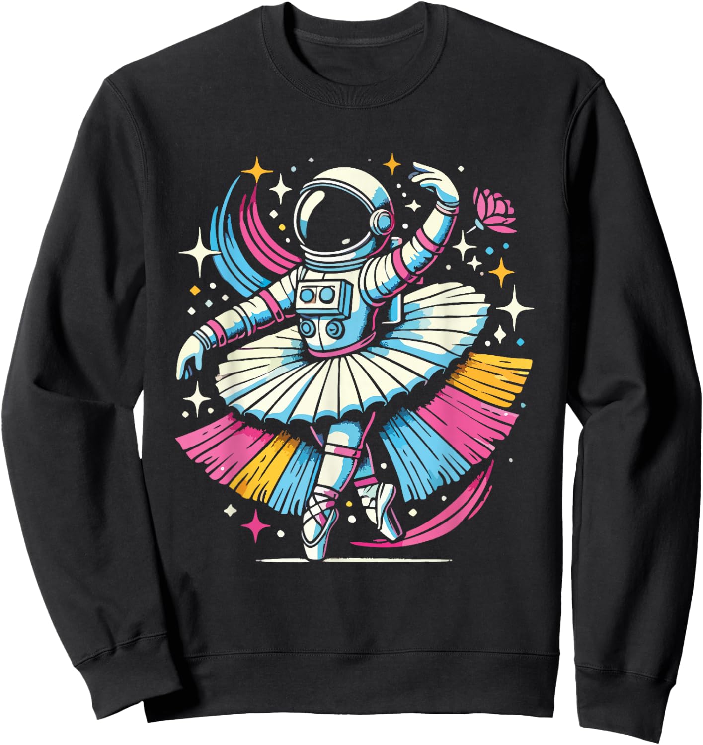 Astronaut Ballerina Cosmic Dance Stars Universe Funny Sweatshirt - Sweatshirt | Black