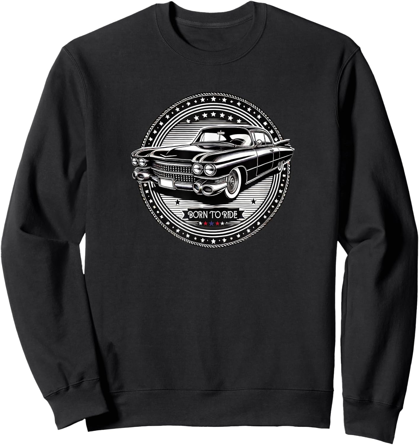 Vintage Cadillac lookin Vehicle - Black & White - Old school Sweatshirt - Sweatshirt | Black