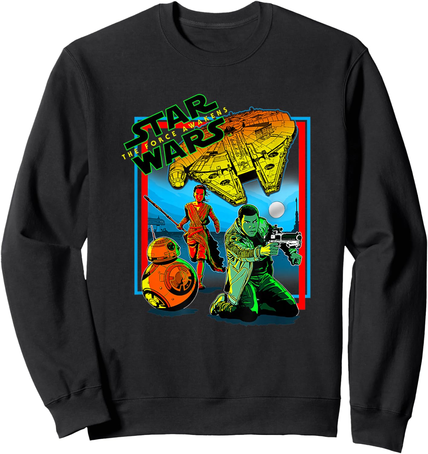 Star Wars The Force Awakens Ray Finn BB-8 Comic Cover Style Sweatshirt - Sweatshirt | Black