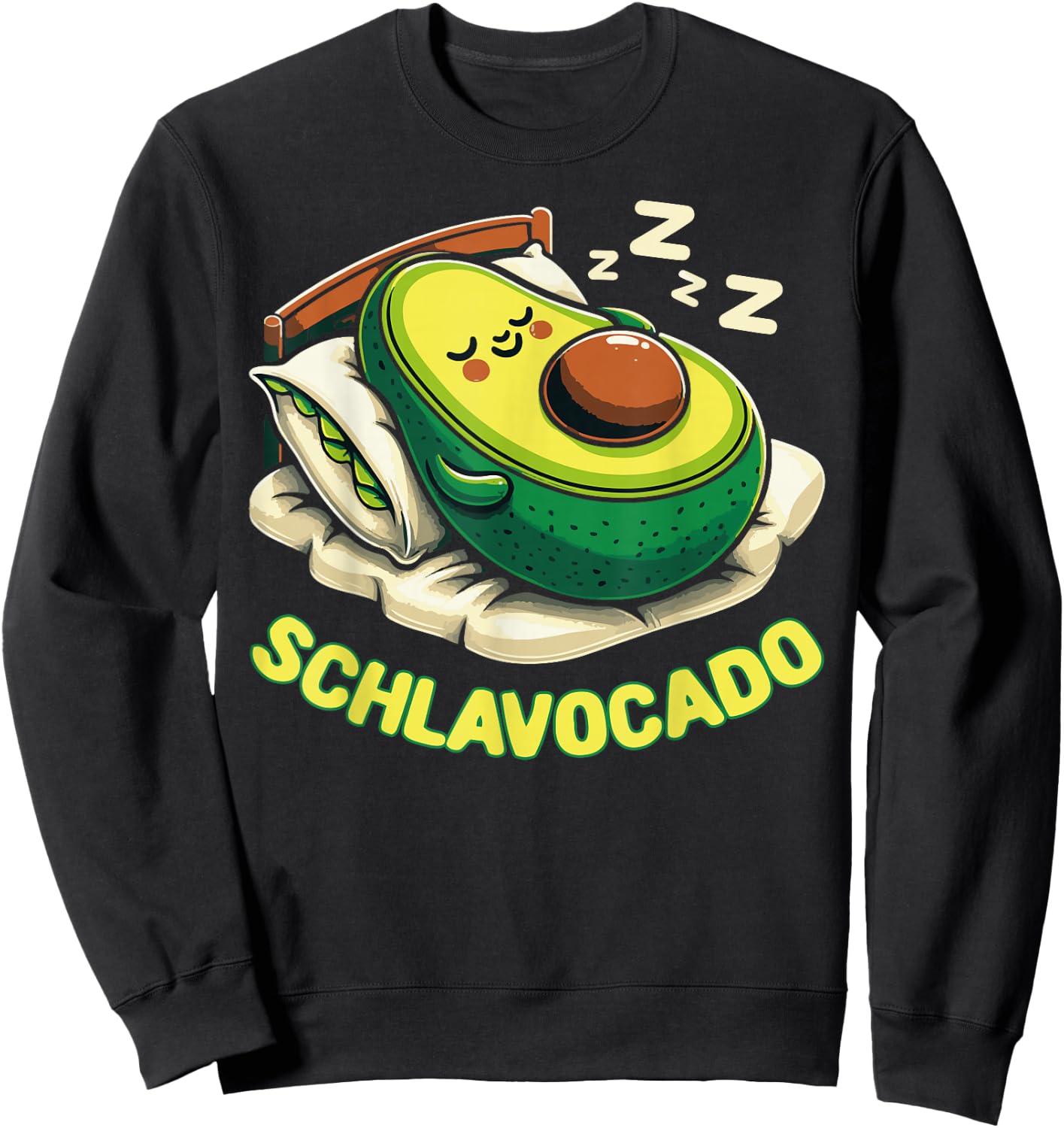Schlavocado Pyjama Nachthemd Schlafanzug Schlaf Avocado Sweatshirt - Sweatshirt | Black