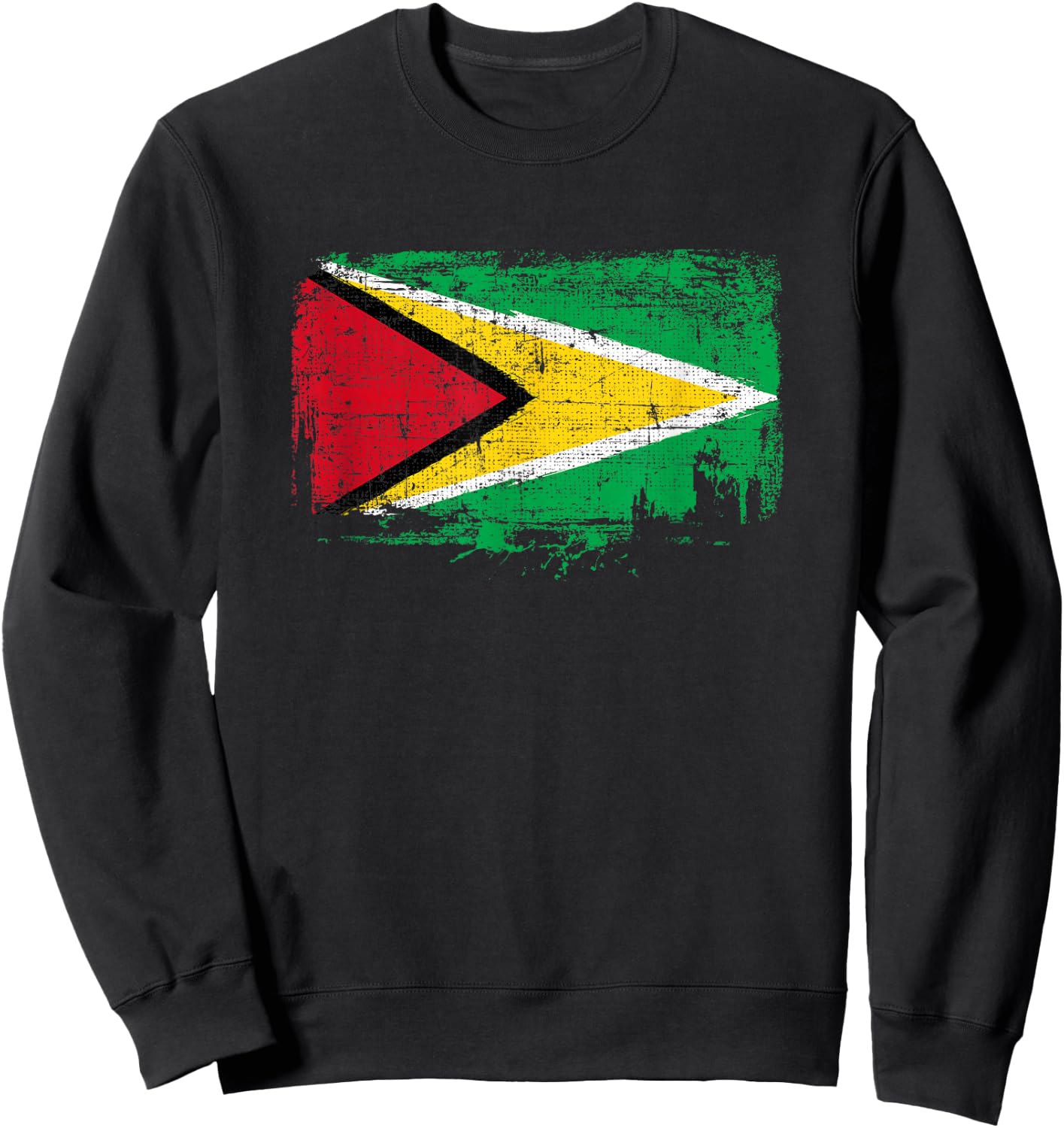 Guyana Flag Pride Gift Distressed Vintage Style Sweatshirt - Sweatshirt | Black